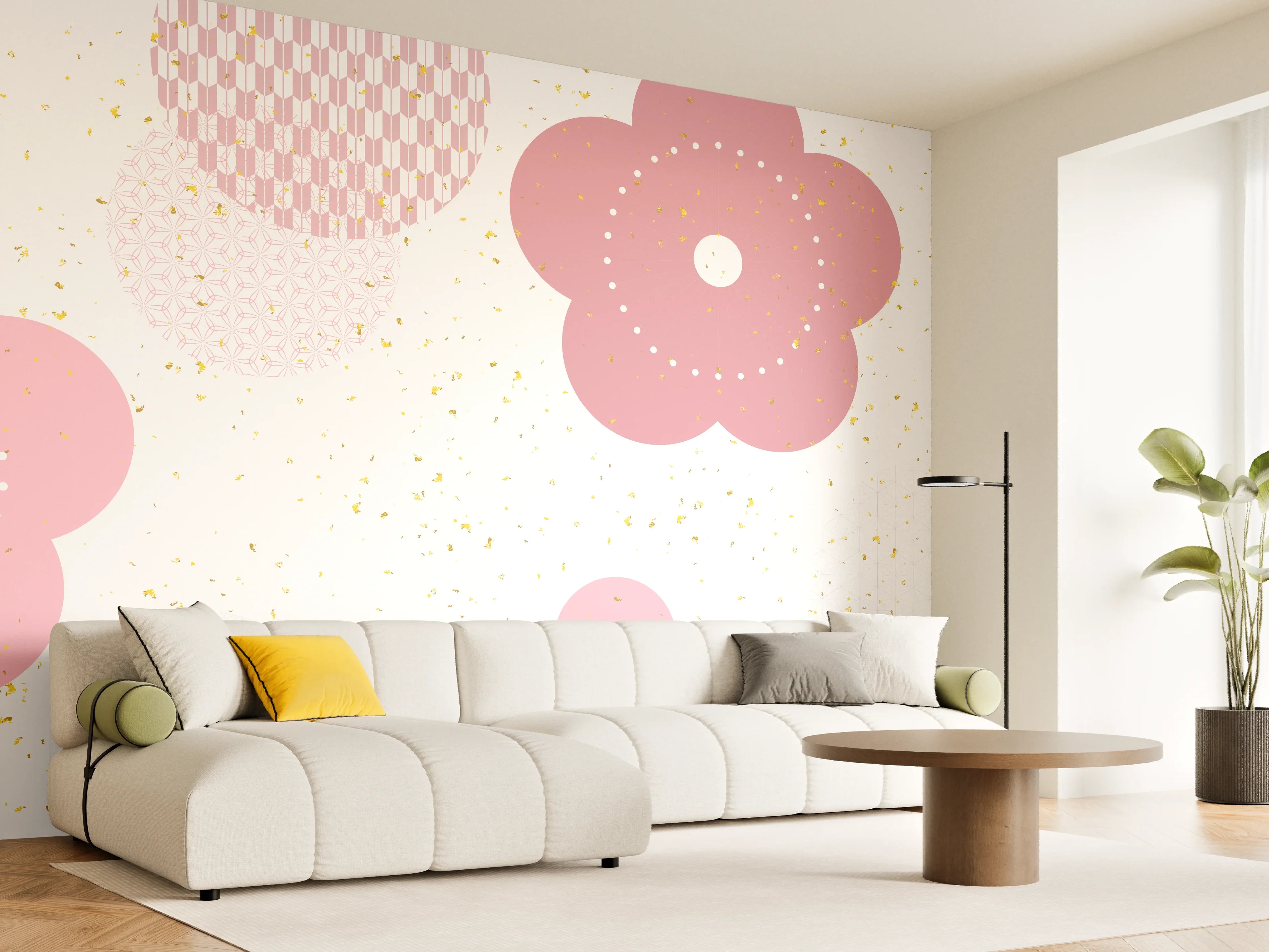 Wandverkleidung Wohnzimmer - Frühlingshaftes Kirschblüten-Design