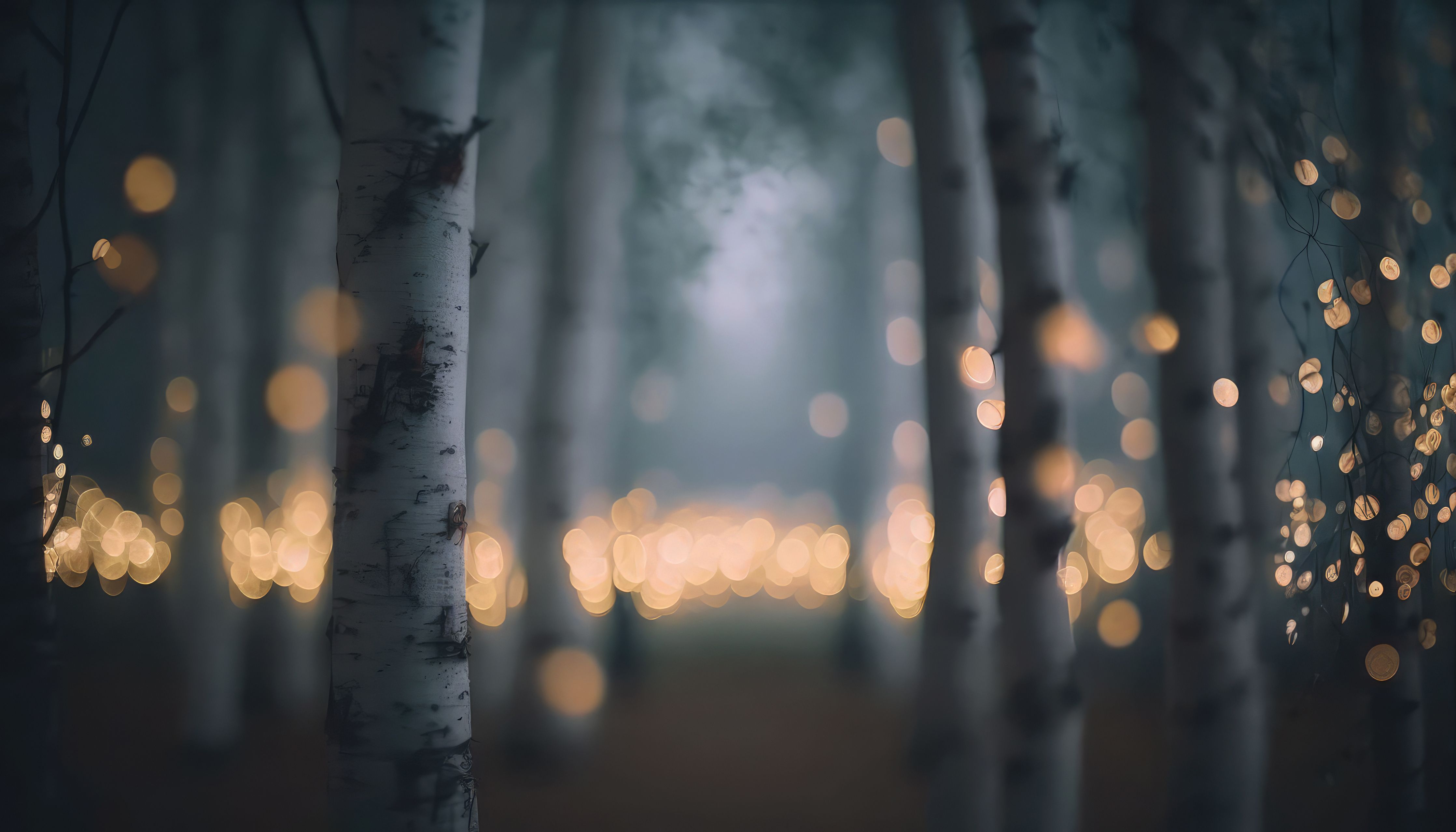 Wandverkleidung Wohnzimmer-Funkelnder Birkenwald 
