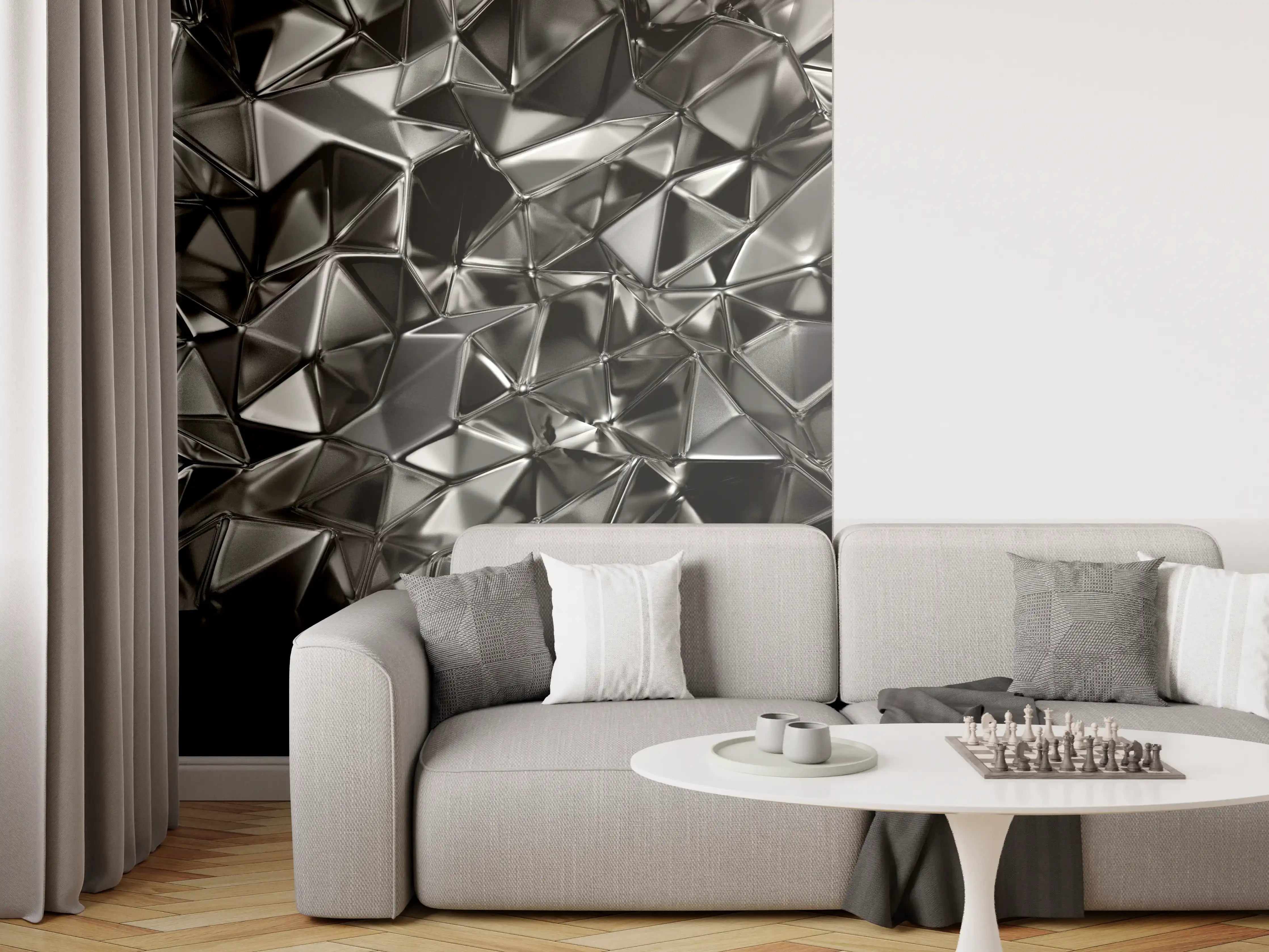 Wandverkleidung Wohnzimmer - Futuristisches schwarzes Geometrie-Design