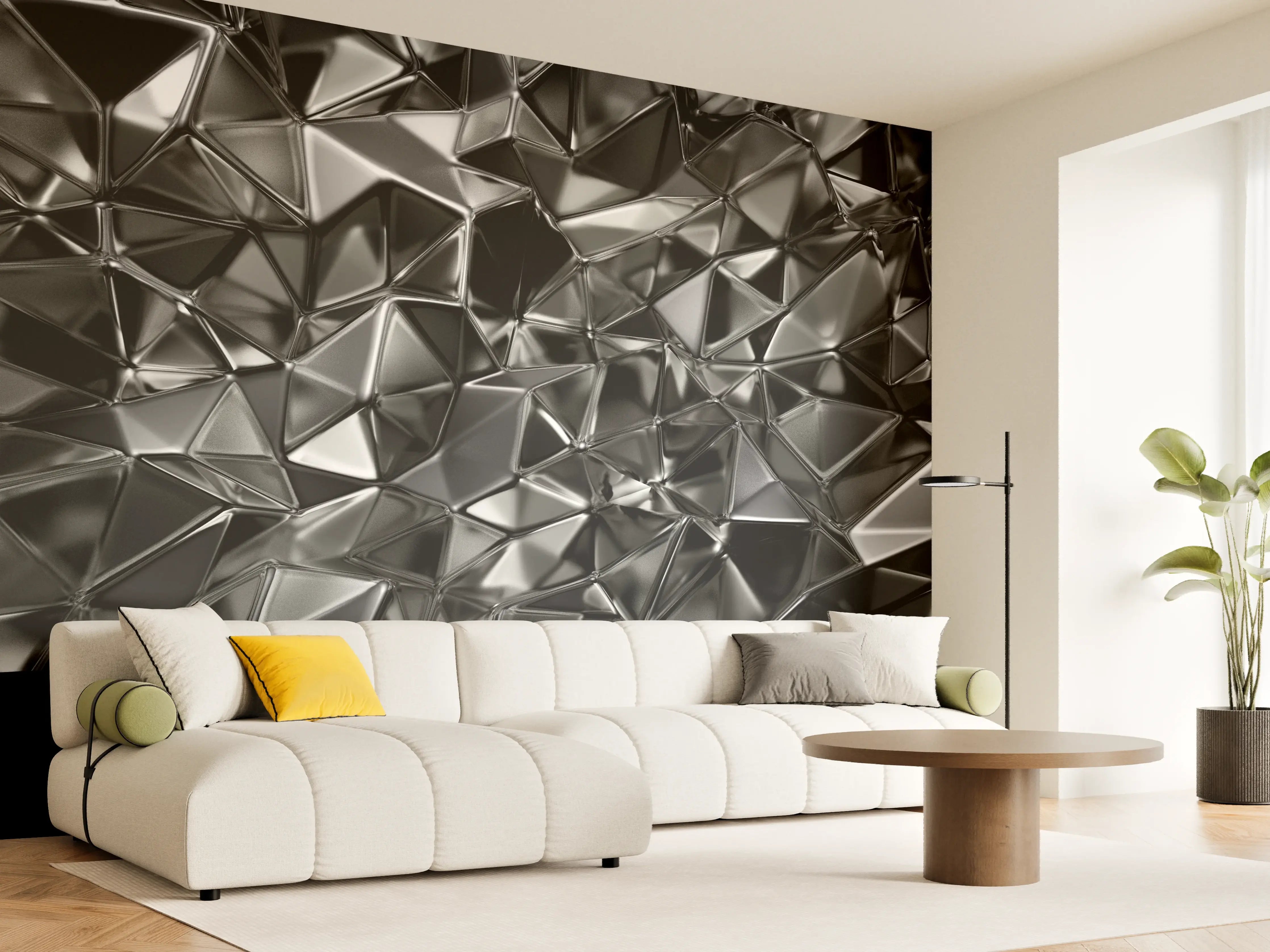 Wandverkleidung Wohnzimmer - Futuristisches schwarzes Geometrie-Design