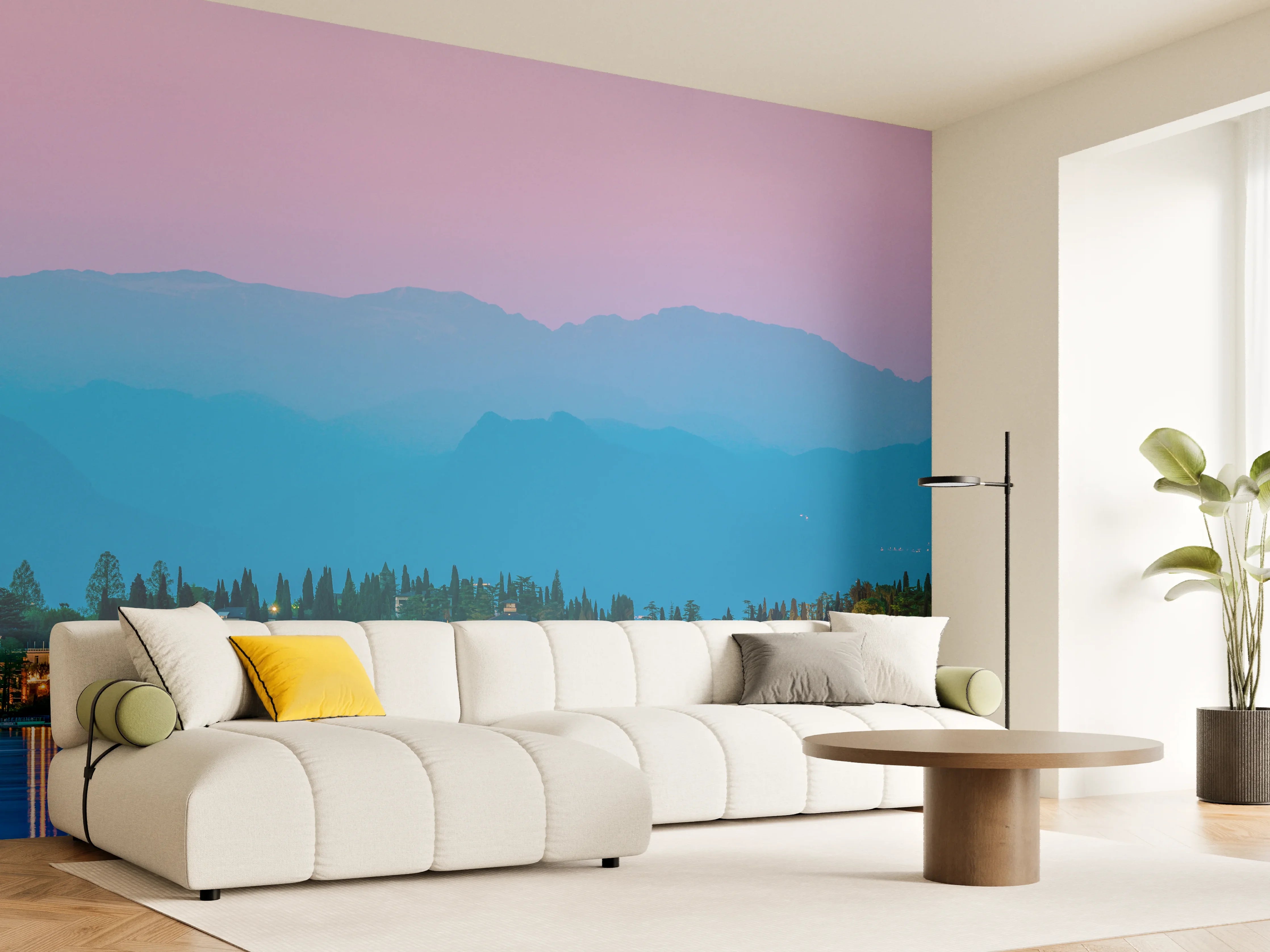 Wandverkleidung Wohnzimmer - Gardasee Abenddämmerung Panorama