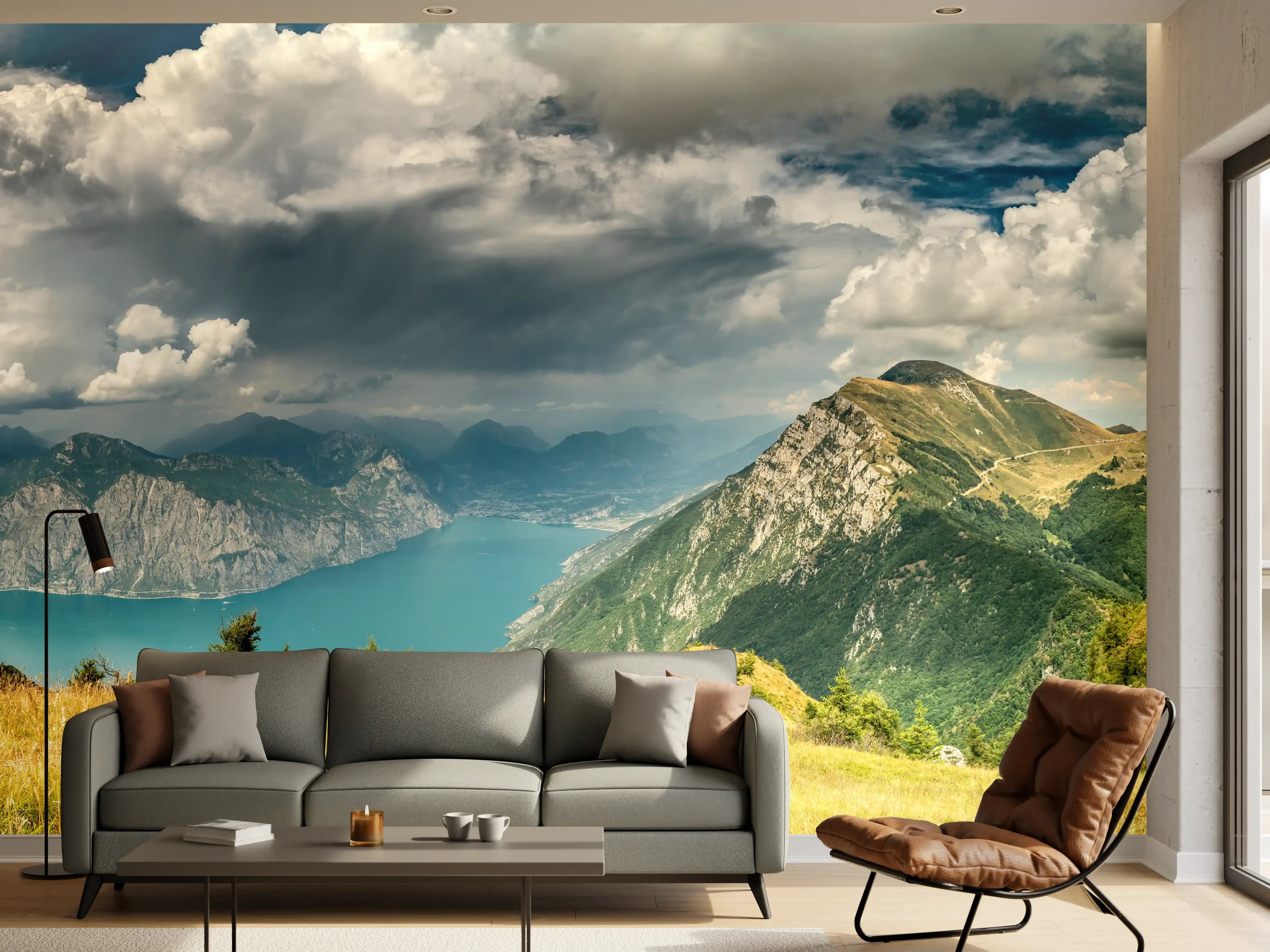 Wandverkleidung Wohnzimmer - Gardasee – Harmonie in Blau-Grün