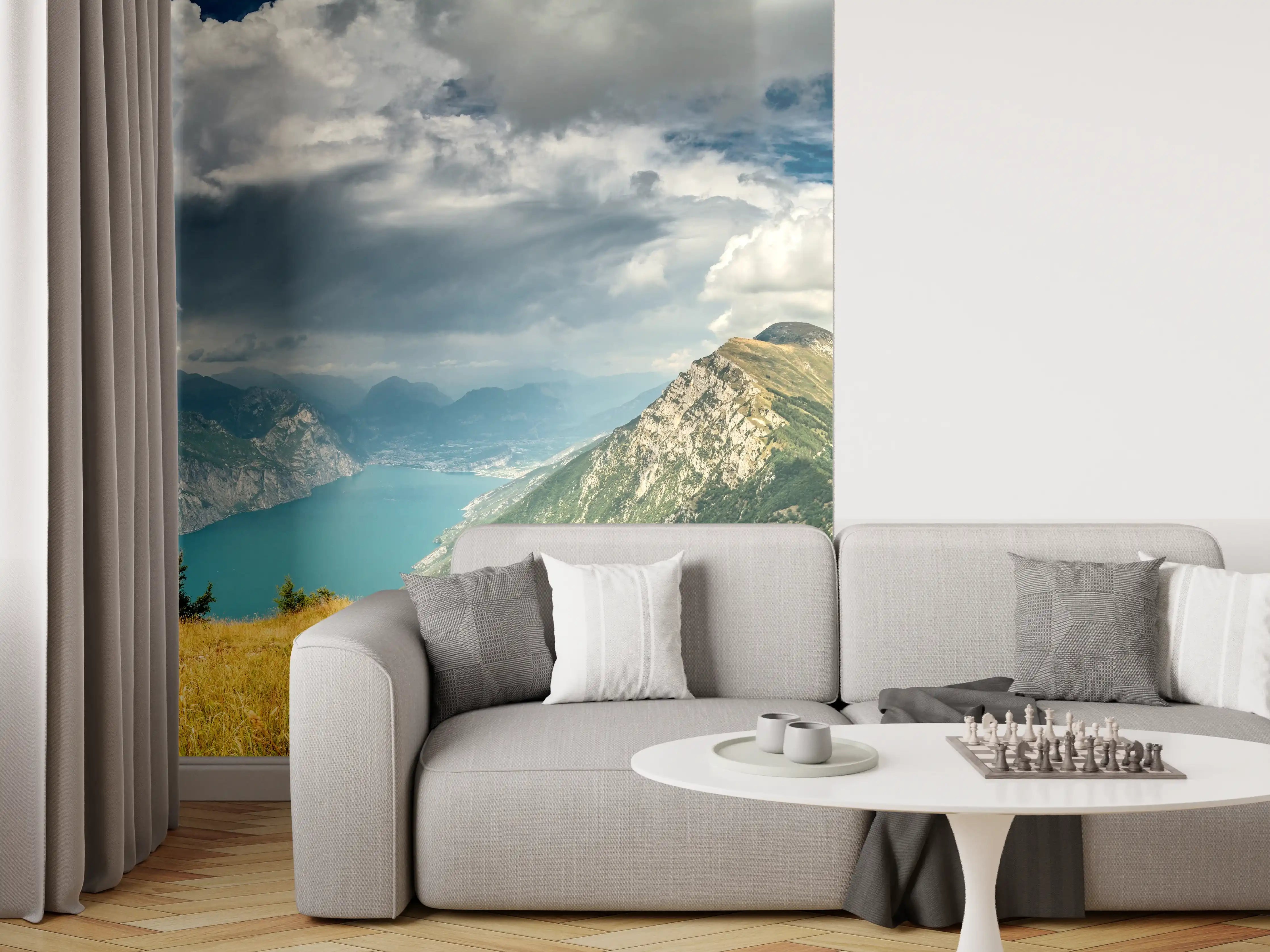 Wandverkleidung Wohnzimmer - Gardasee – Harmonie in Blau-Grün
