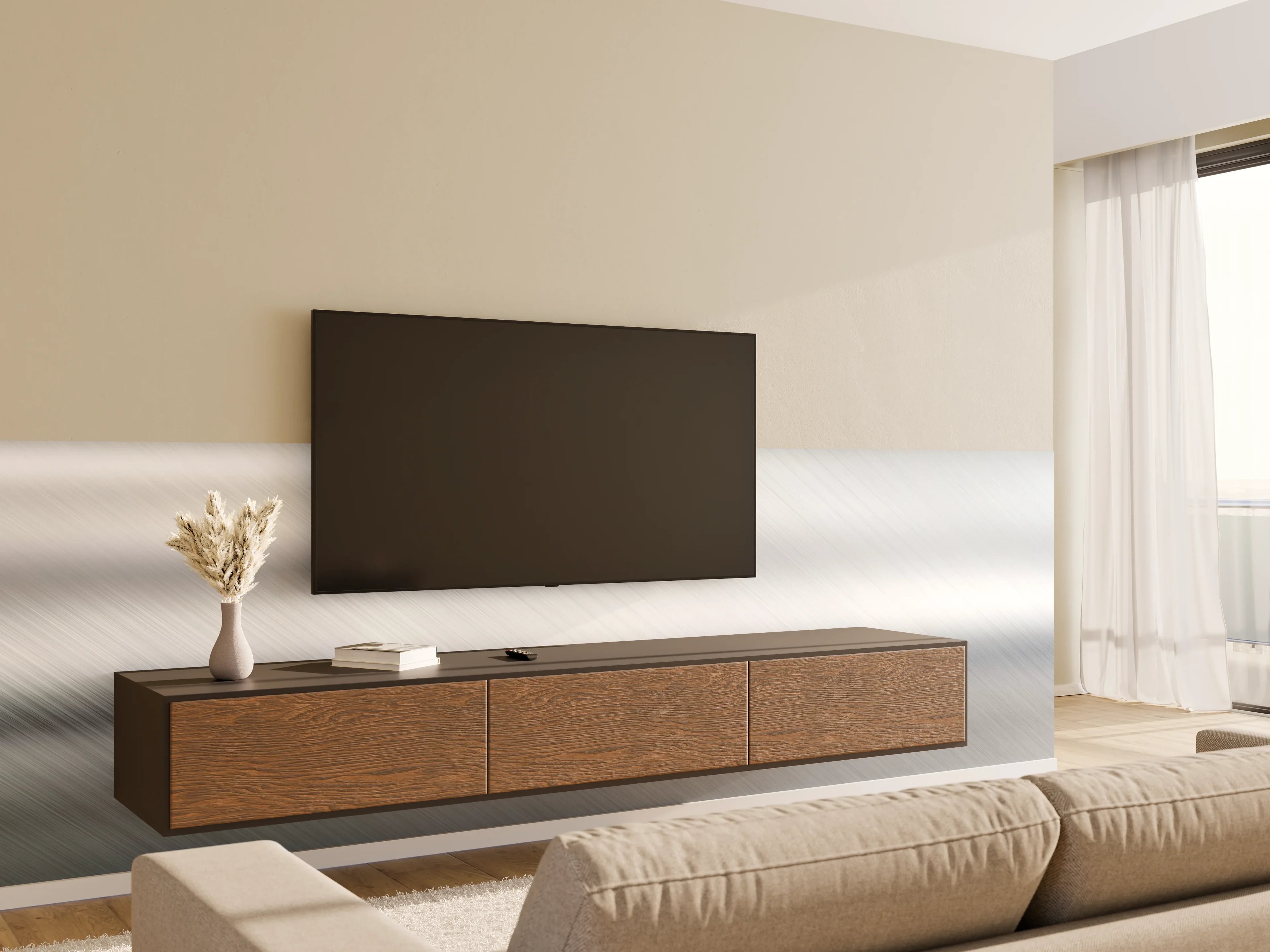 Wandverkleidung Wohnzimmer - Gebürsteter Metall Hintergrund