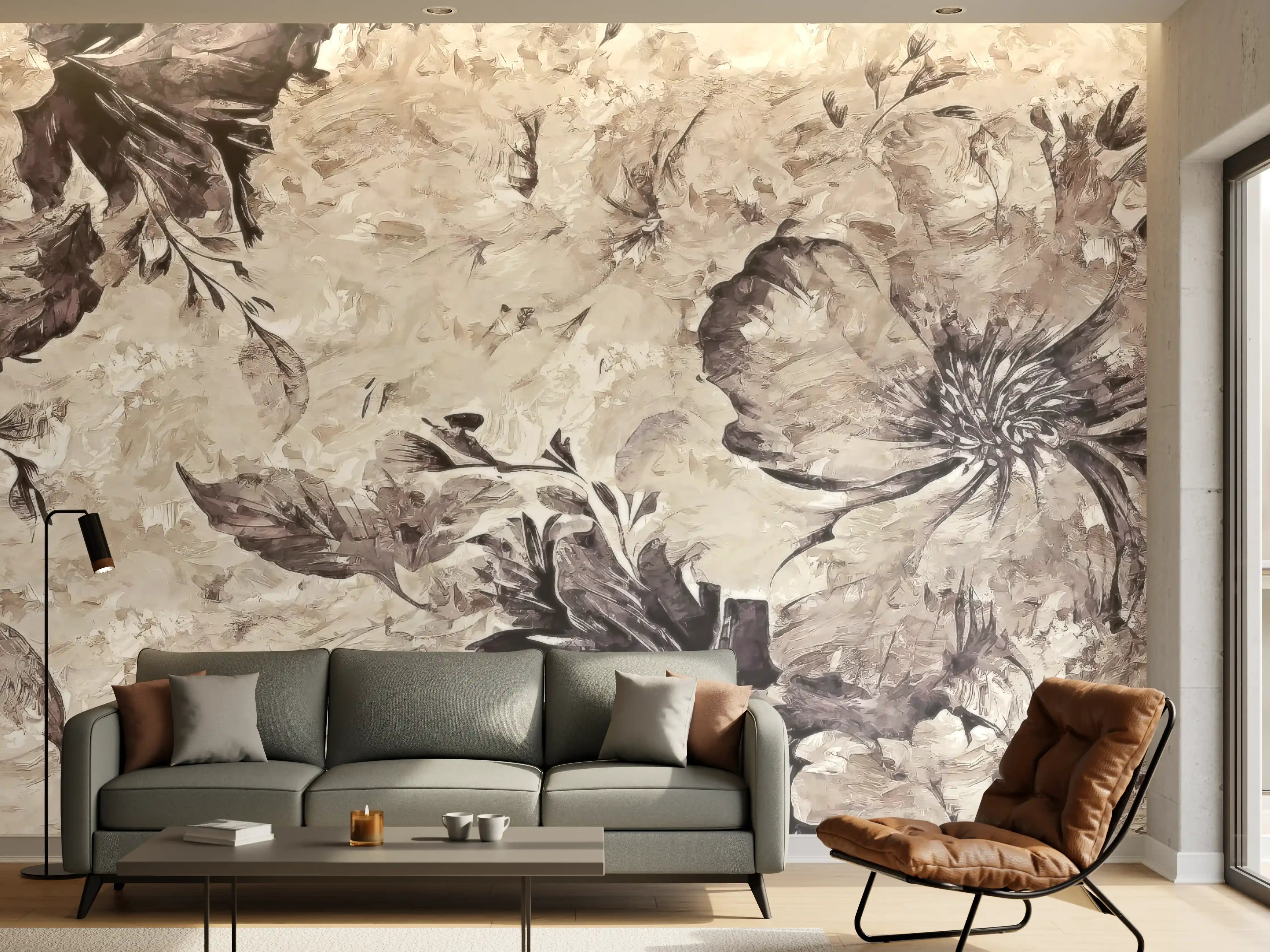 Wandverkleidung Wohnzimmer - Gemälde - Büsche
