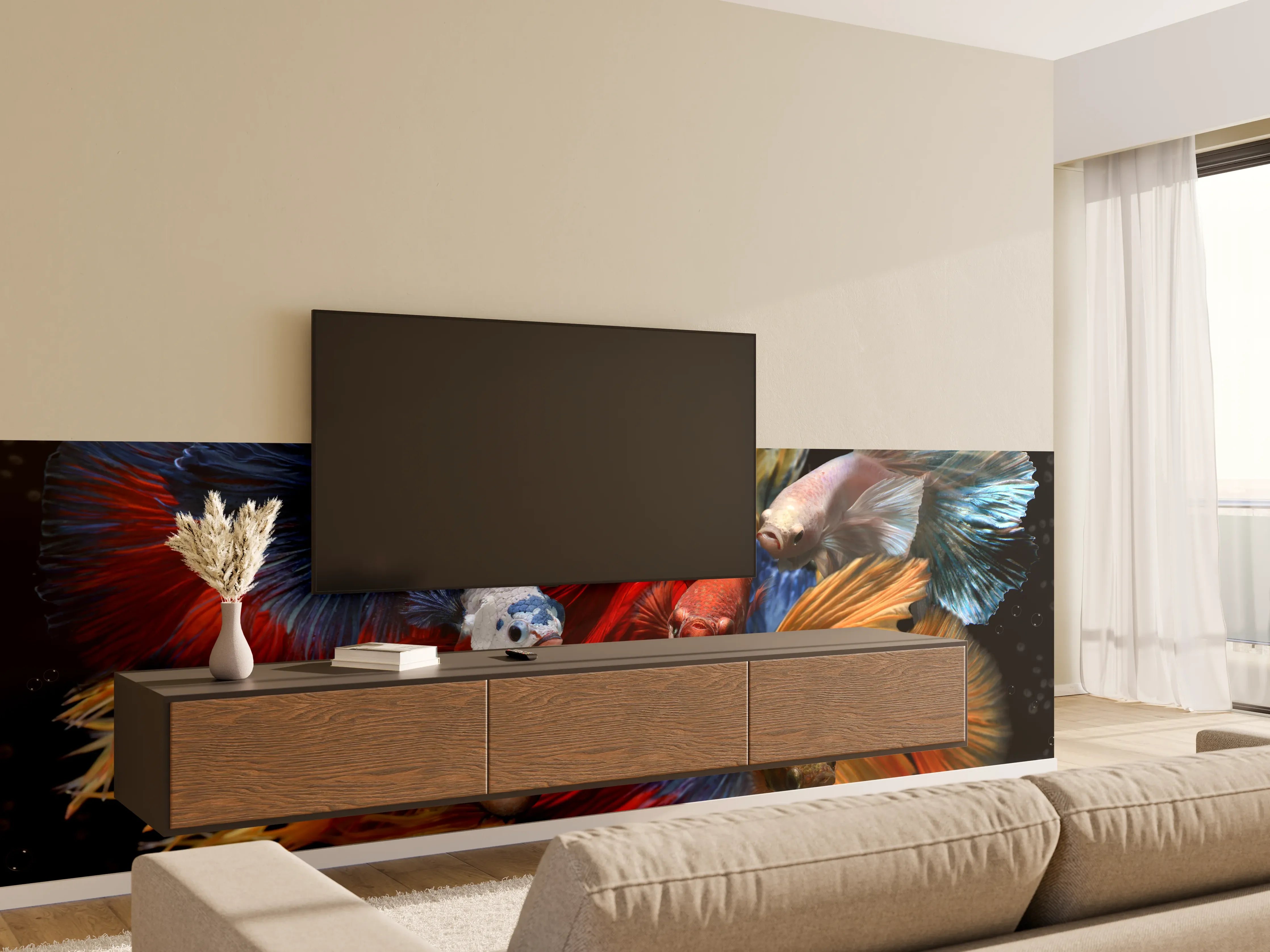 Wandverkleidung Wohnzimmer - Gemischte bunte Fantasie betta