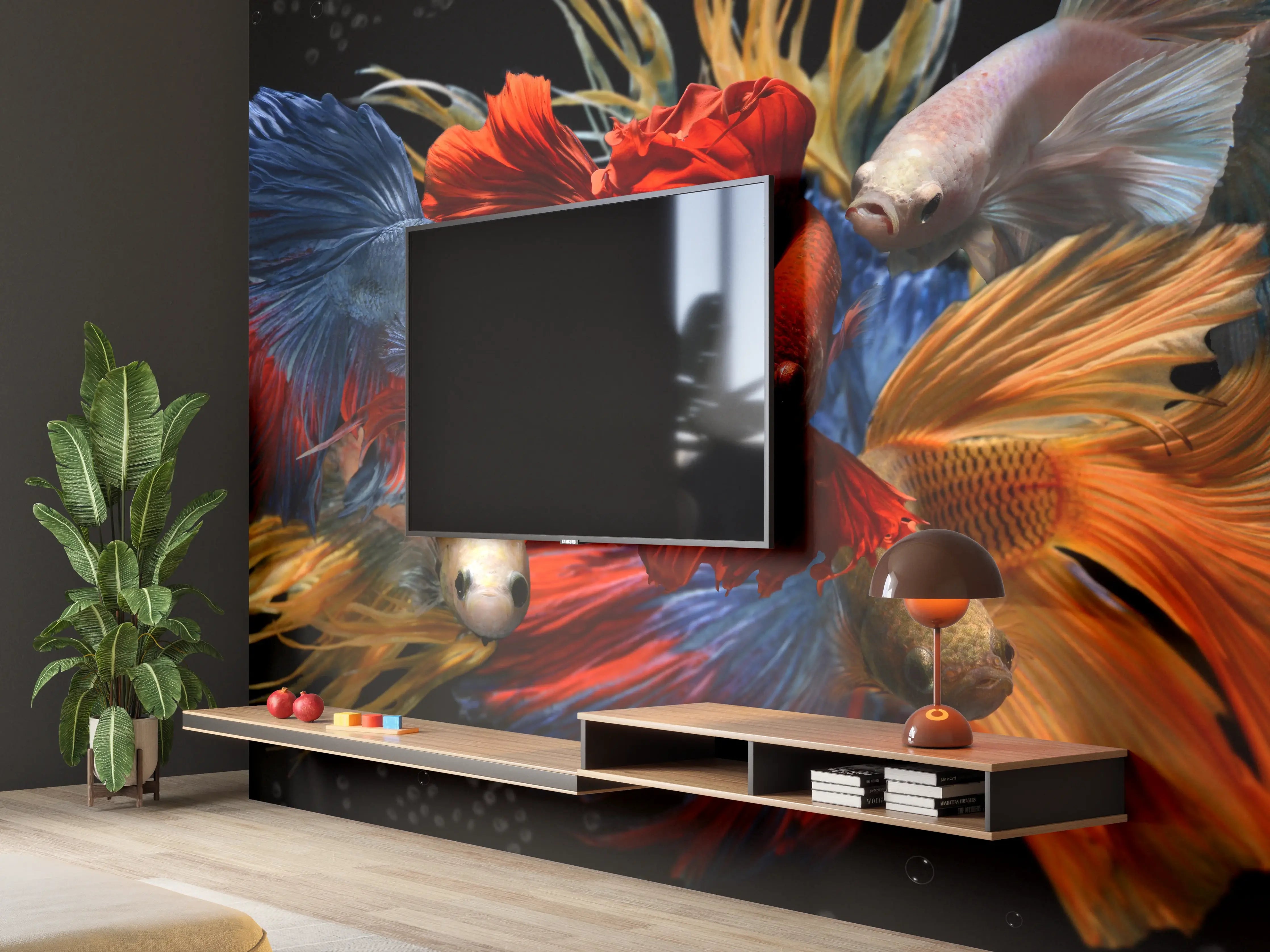 Wandverkleidung Wohnzimmer - Gemischte bunte Fantasie betta