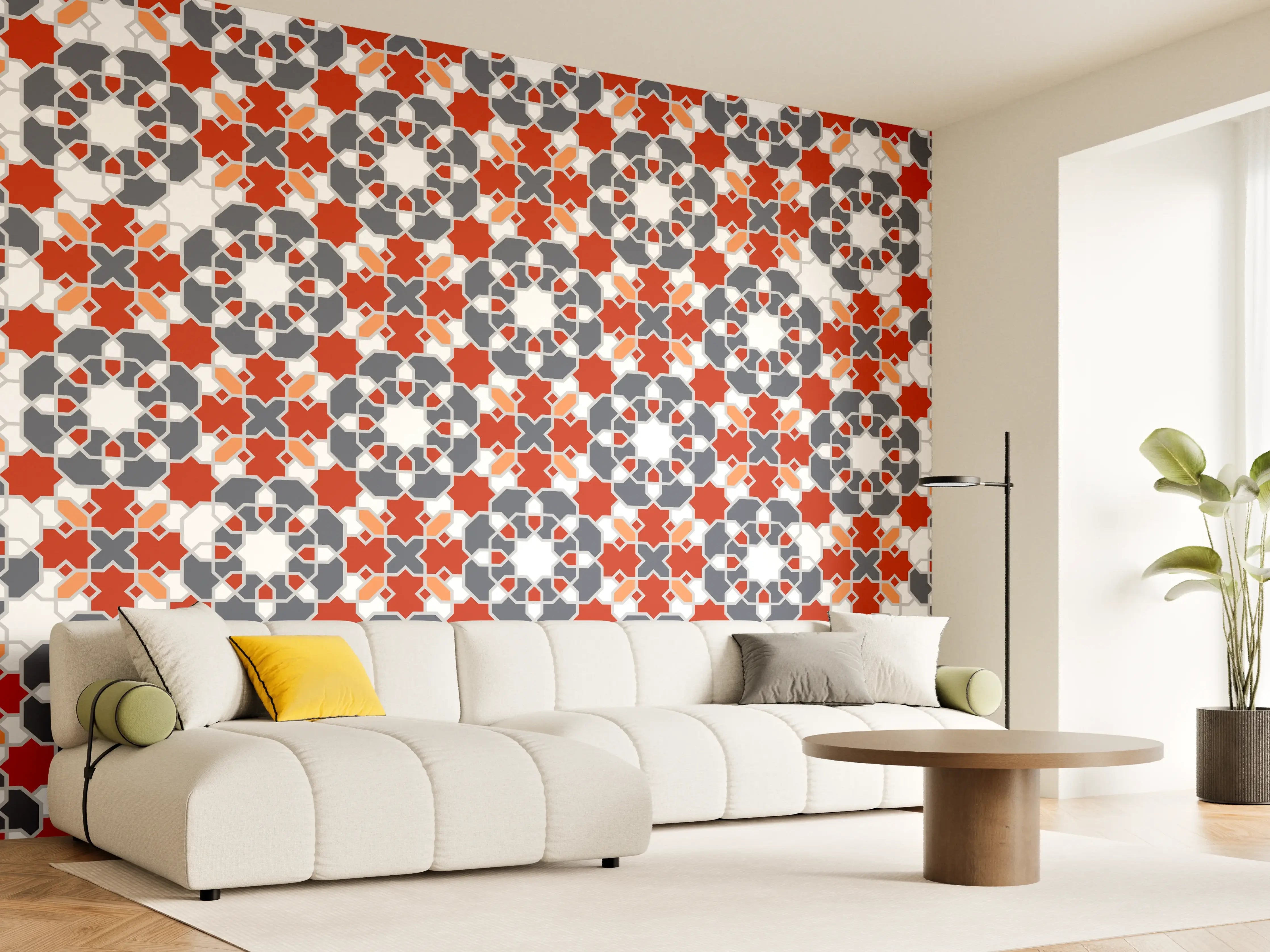 Wandverkleidung Wohnzimmer - Geometrische Fliesen