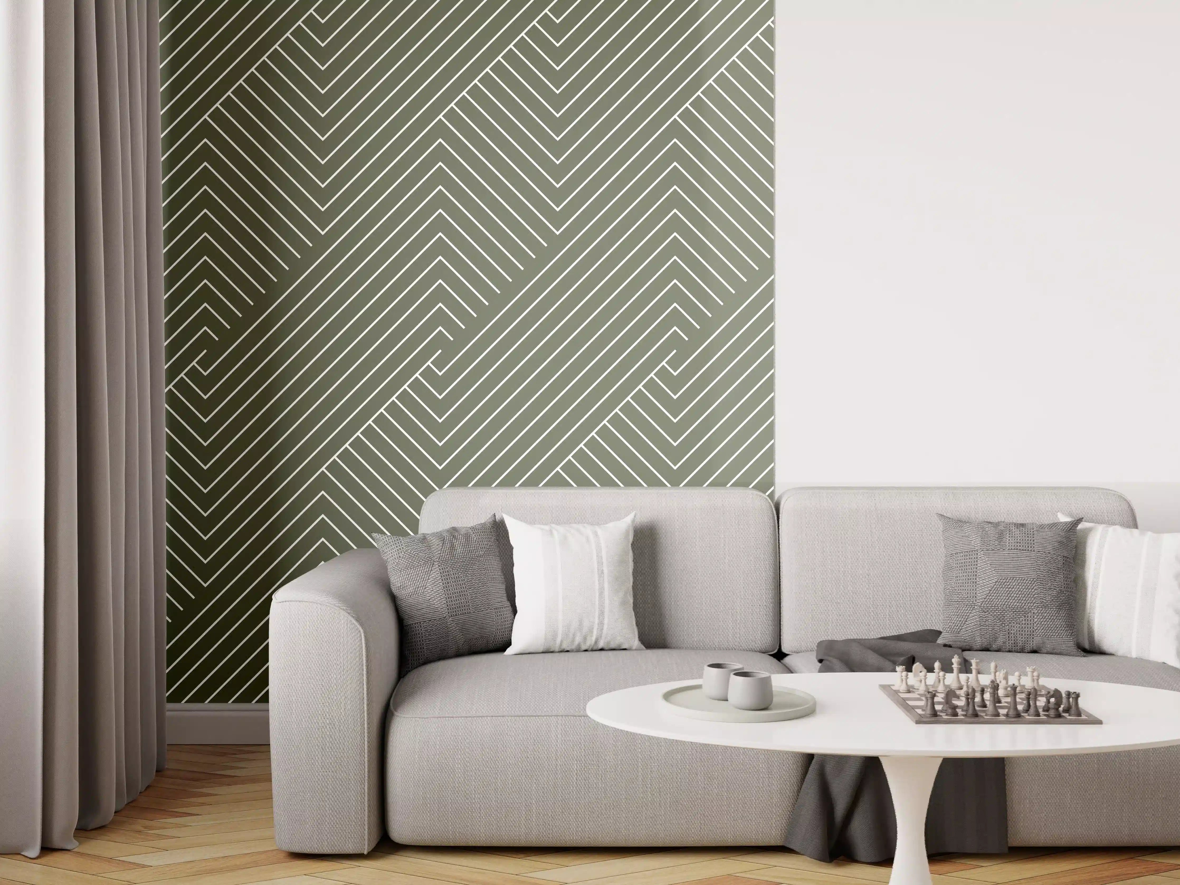 Wandverkleidung Wohnzimmer - Geometrische Grün-Muster