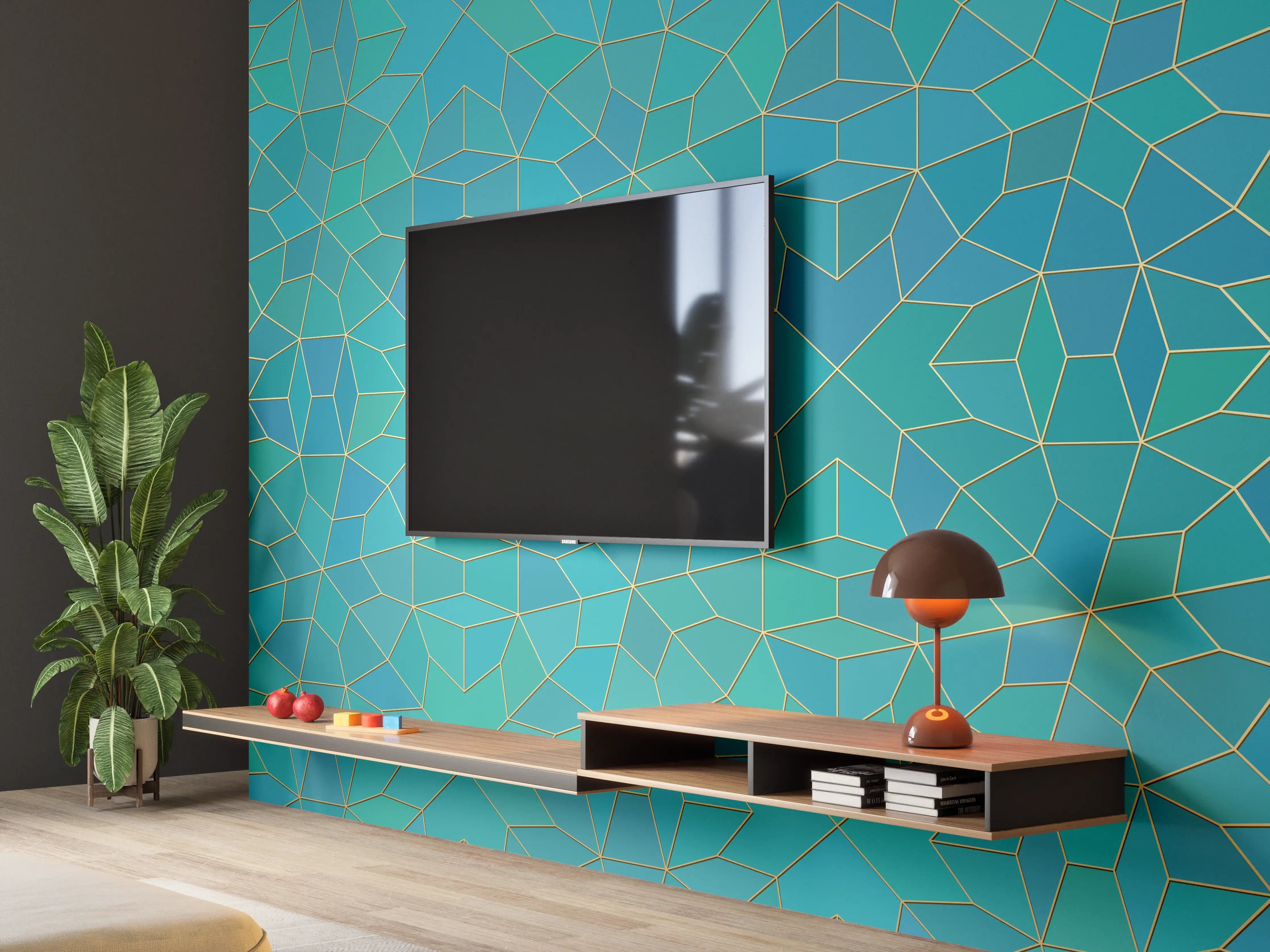 Wandverkleidung Wohnzimmer - Geometrische Muster