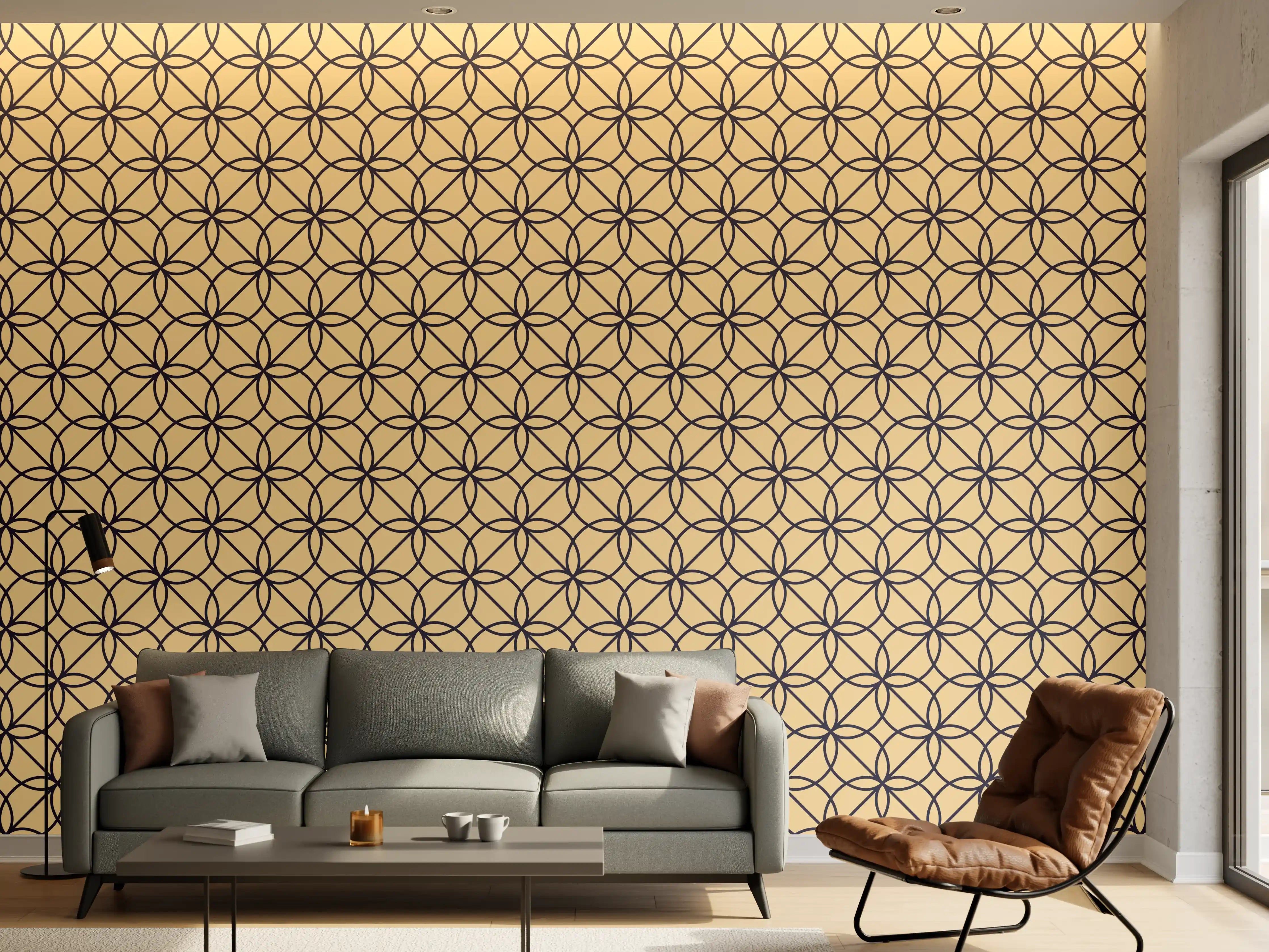 Wandverkleidung Wohnzimmer - Geometrisches Hellbraun Muster