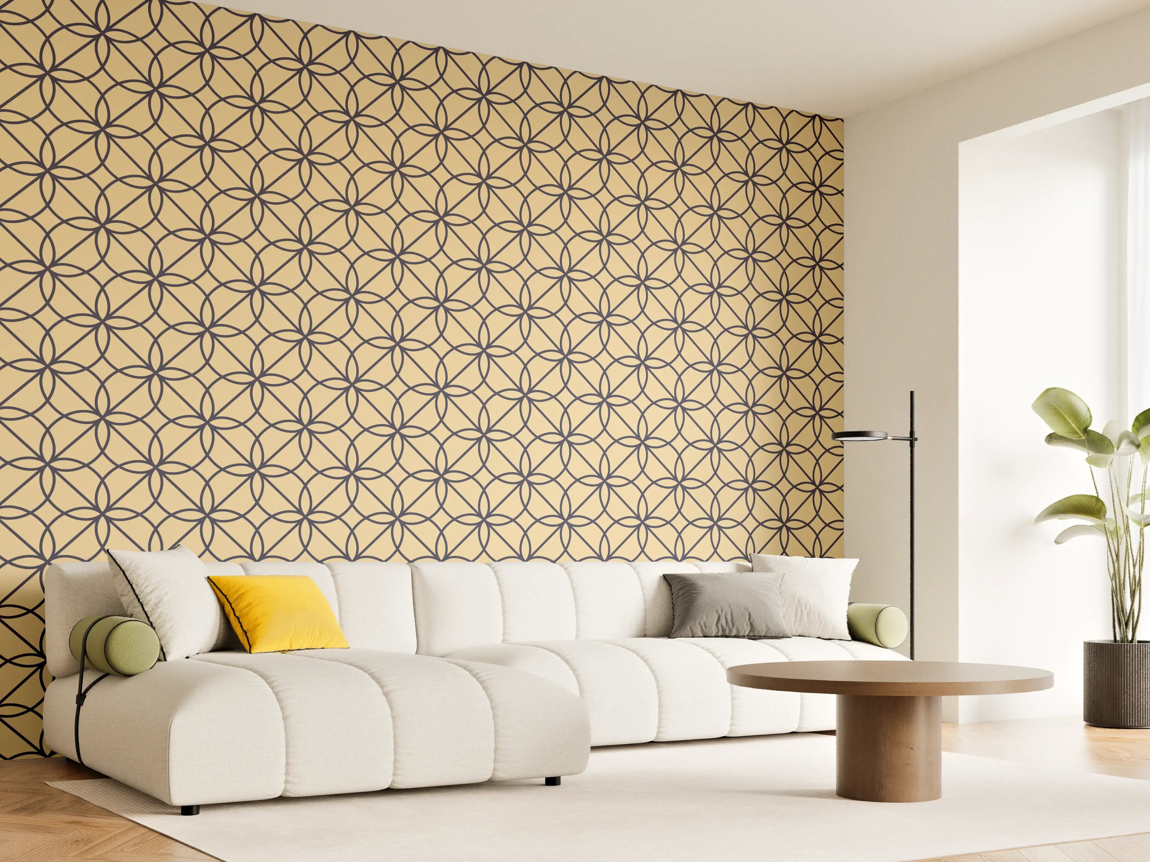 Wandverkleidung Wohnzimmer - Geometrisches Hellbraun Muster