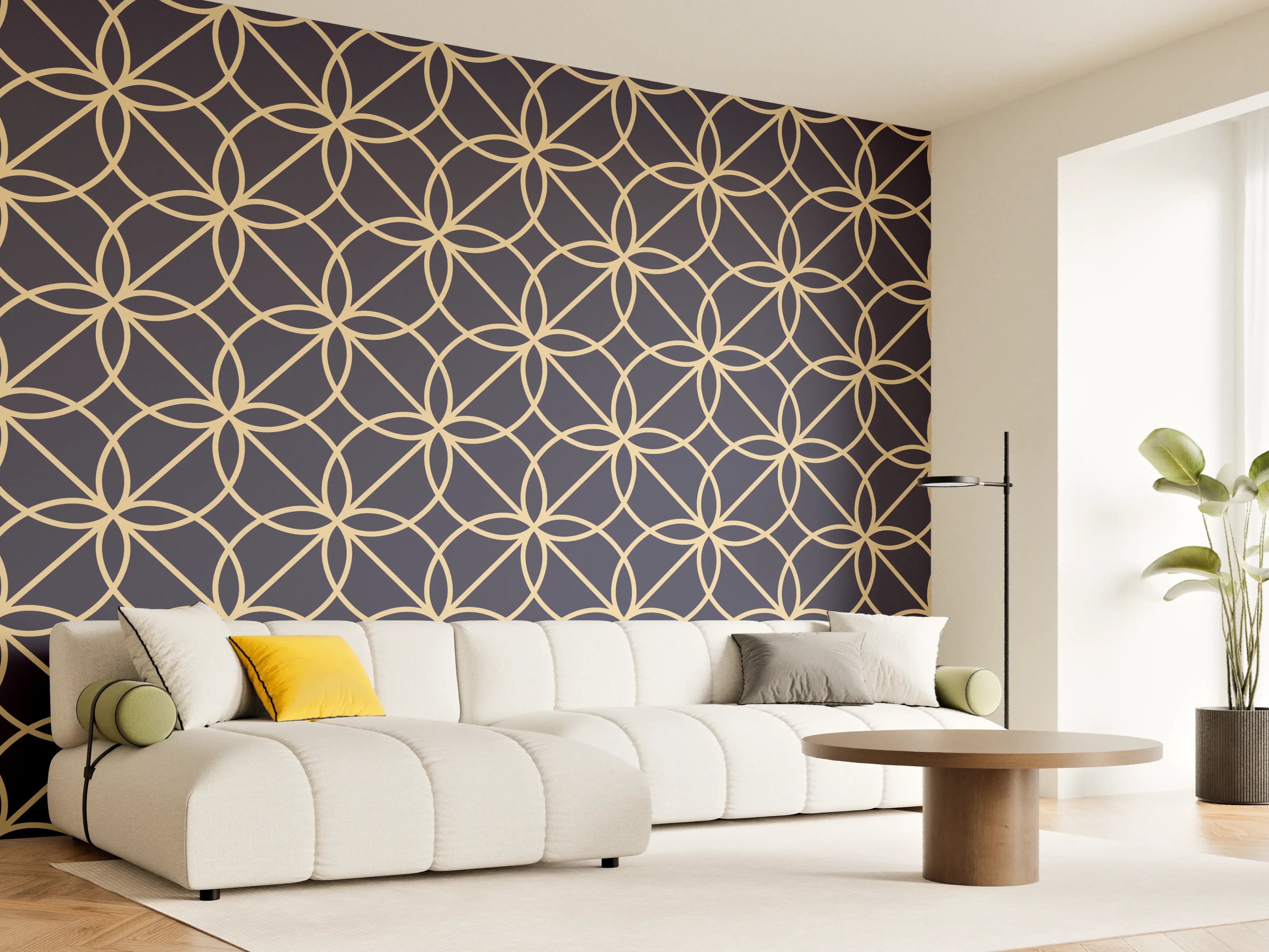 Wandverkleidung Wohnzimmer - Geometrisches Linienmuster