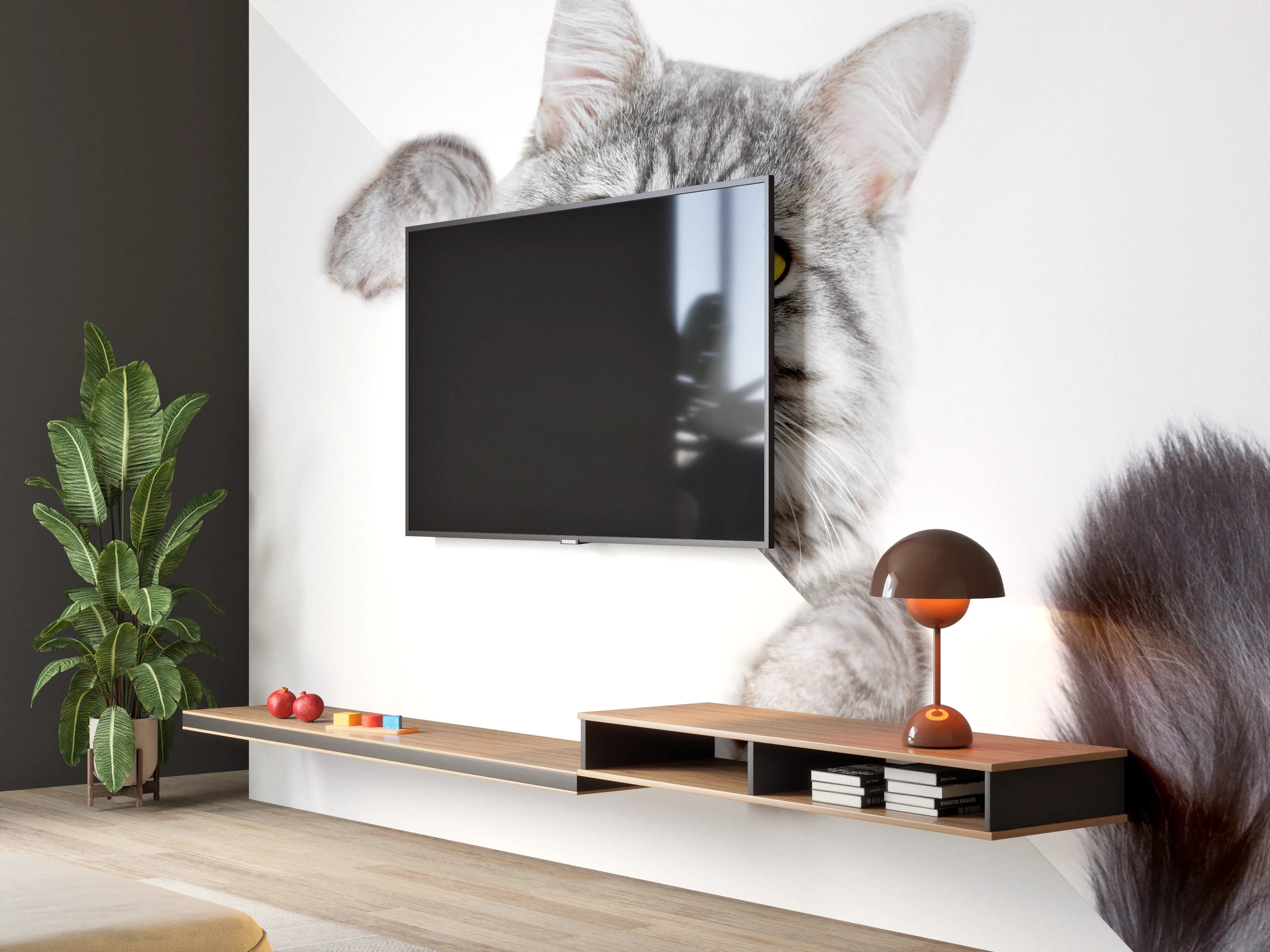 Wandverkleidung Wohnzimmer - Getigertes Kätzchen