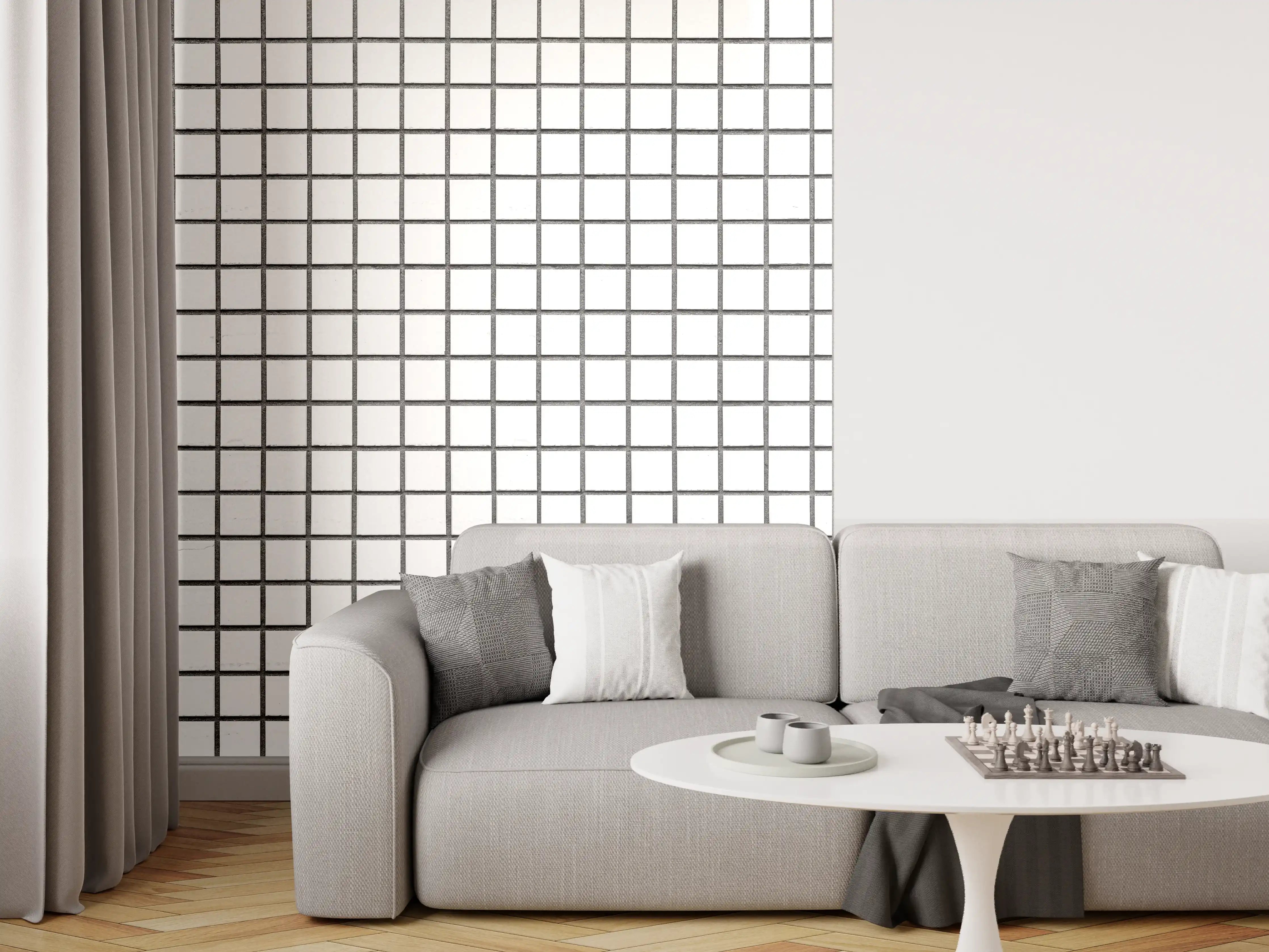 Wandverkleidung Wohnzimmer - Gittermuster