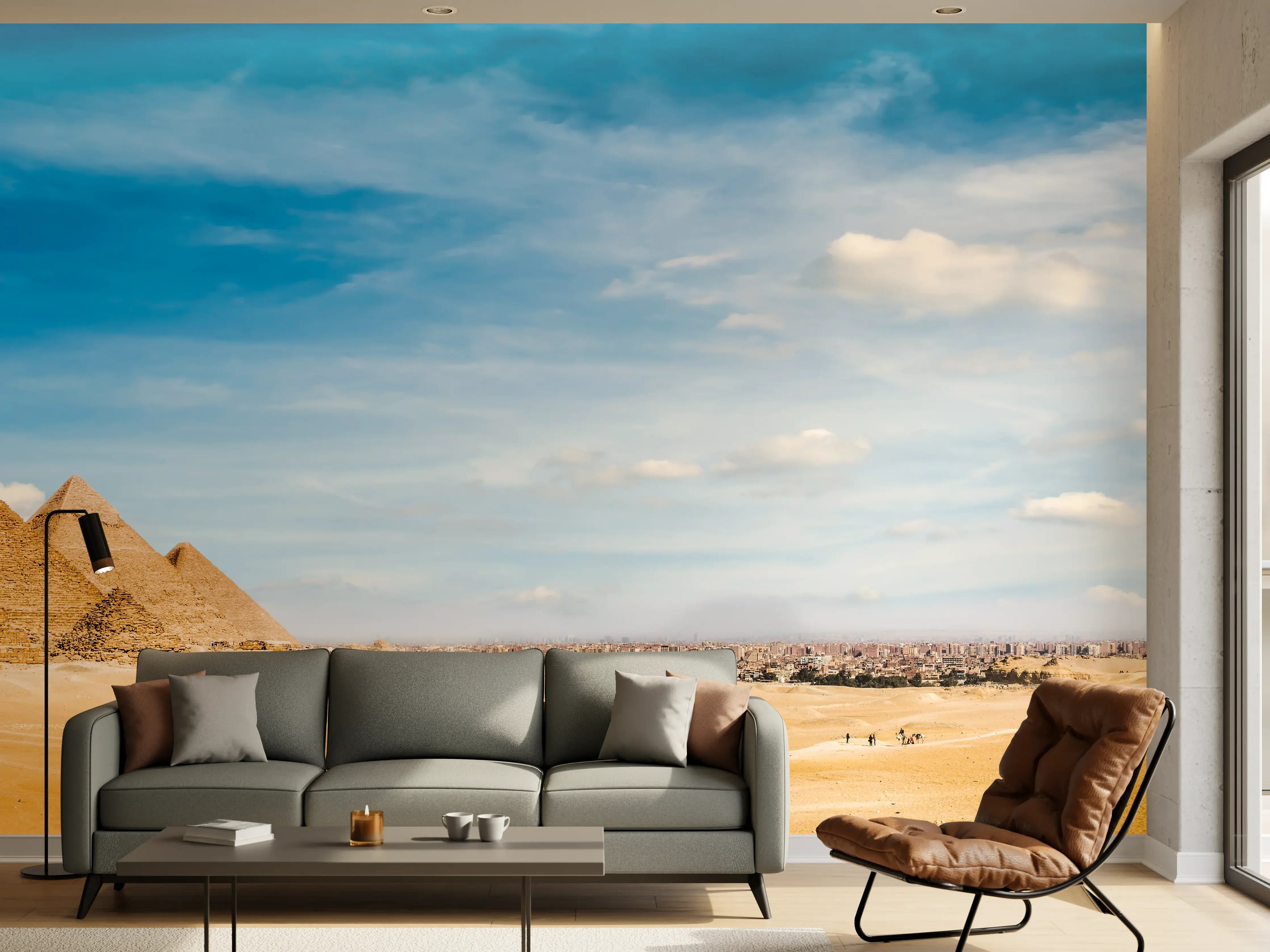 Wandverkleidung Wohnzimmer - Gizeh-Pyramiden Panorama