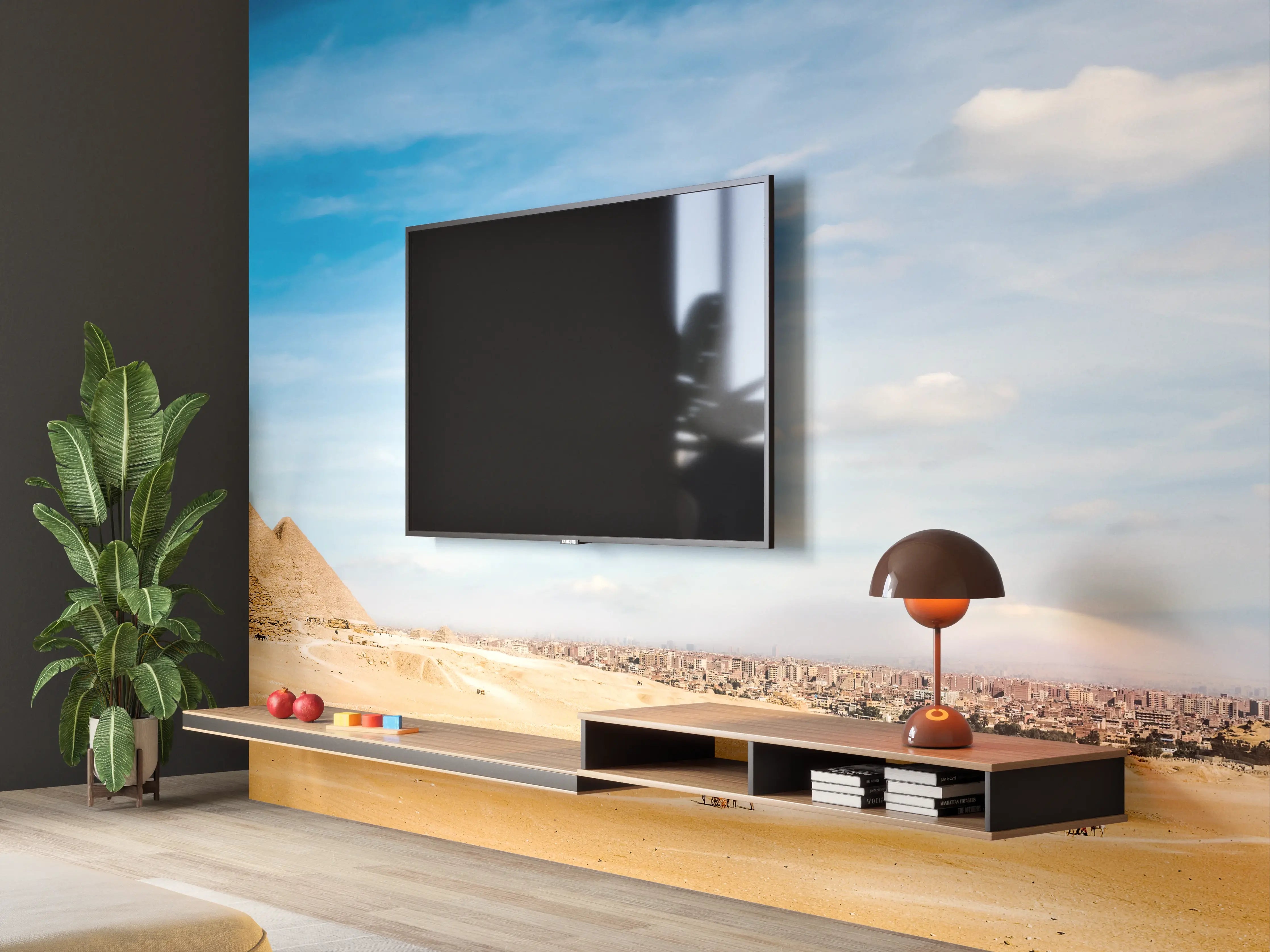 Wandverkleidung Wohnzimmer - Gizeh-Pyramiden Panorama