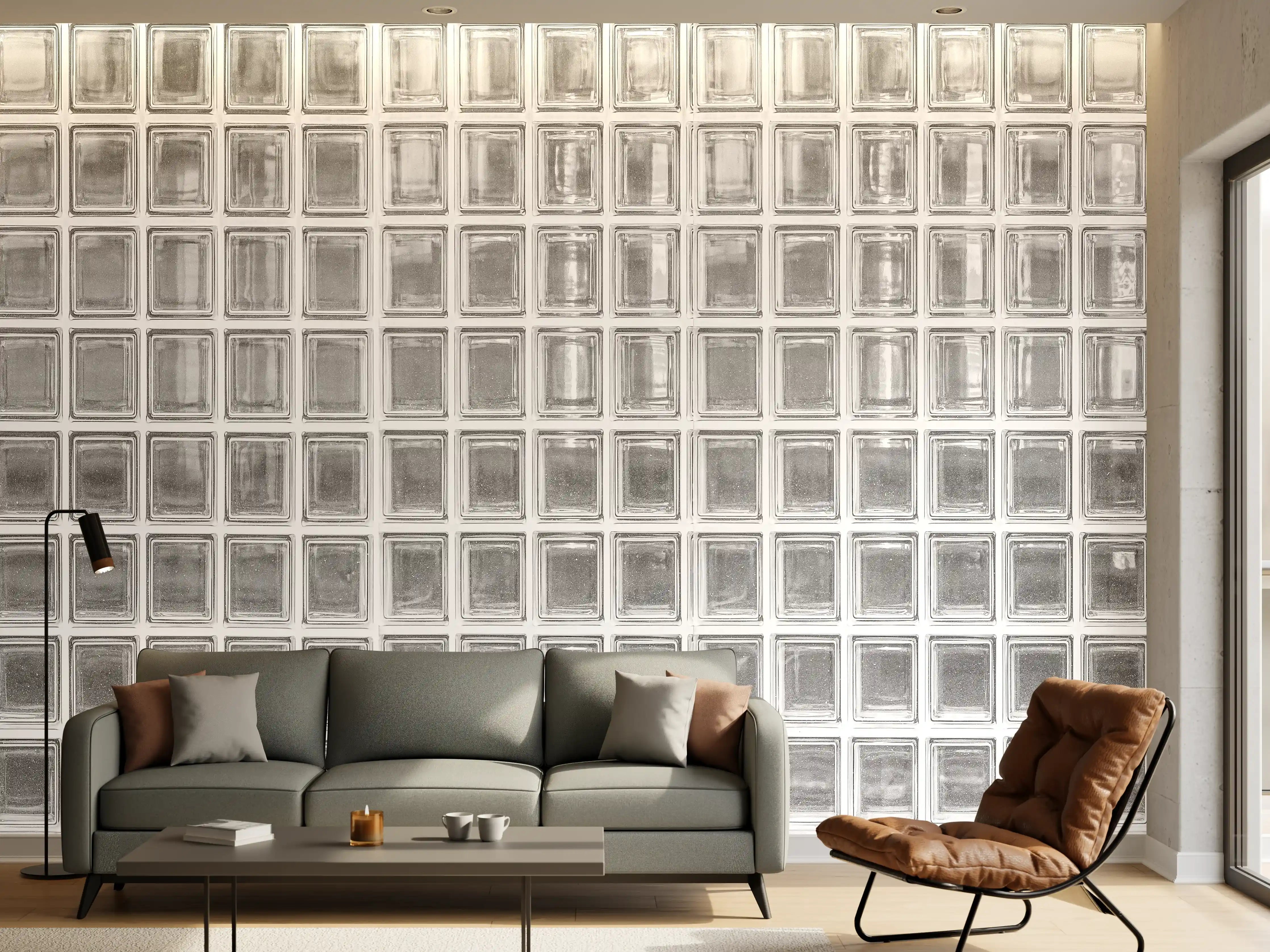 Wandverkleidung Wohnzimmer - Glaswand