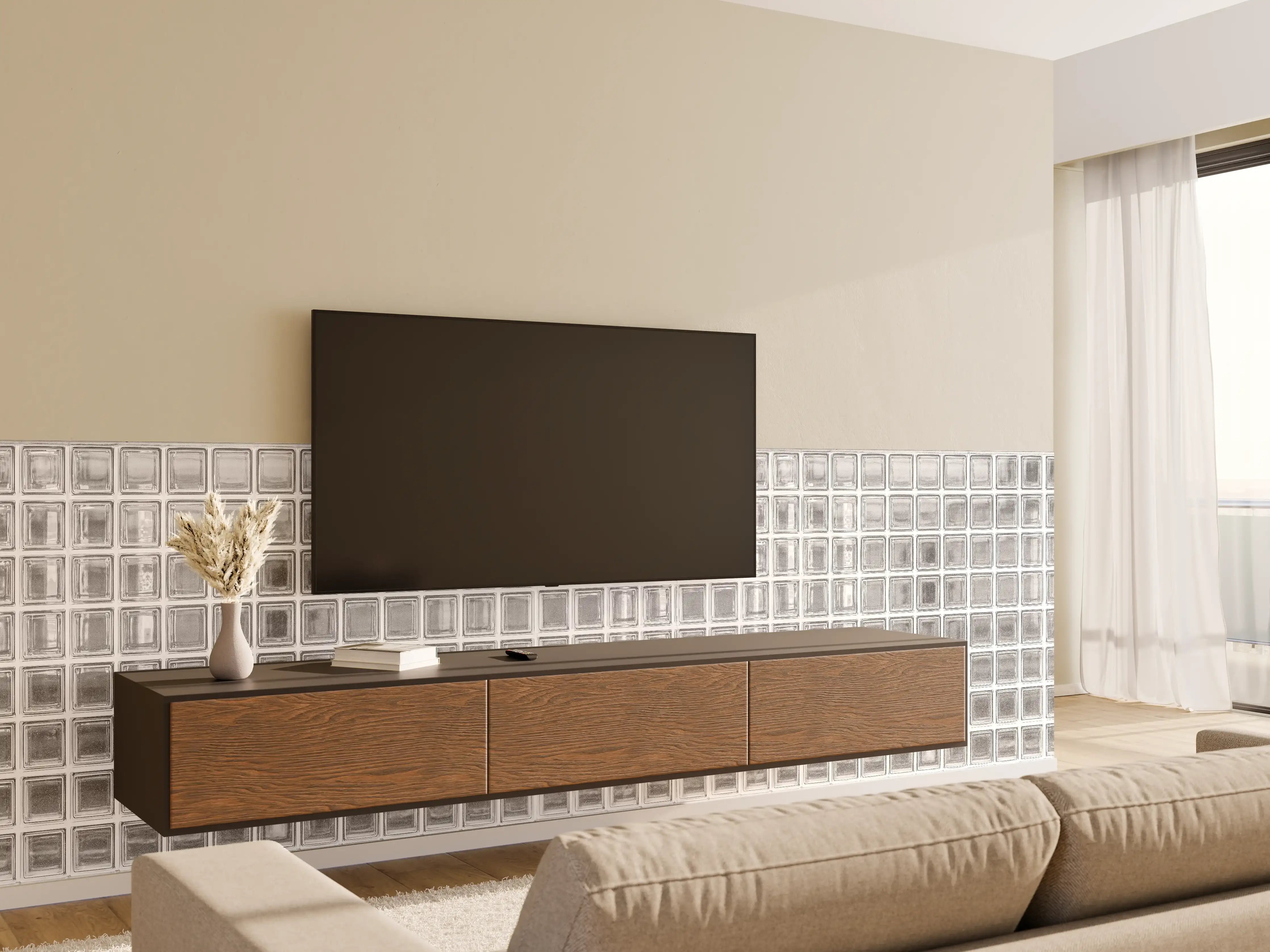 Wandverkleidung Wohnzimmer - Glaswand