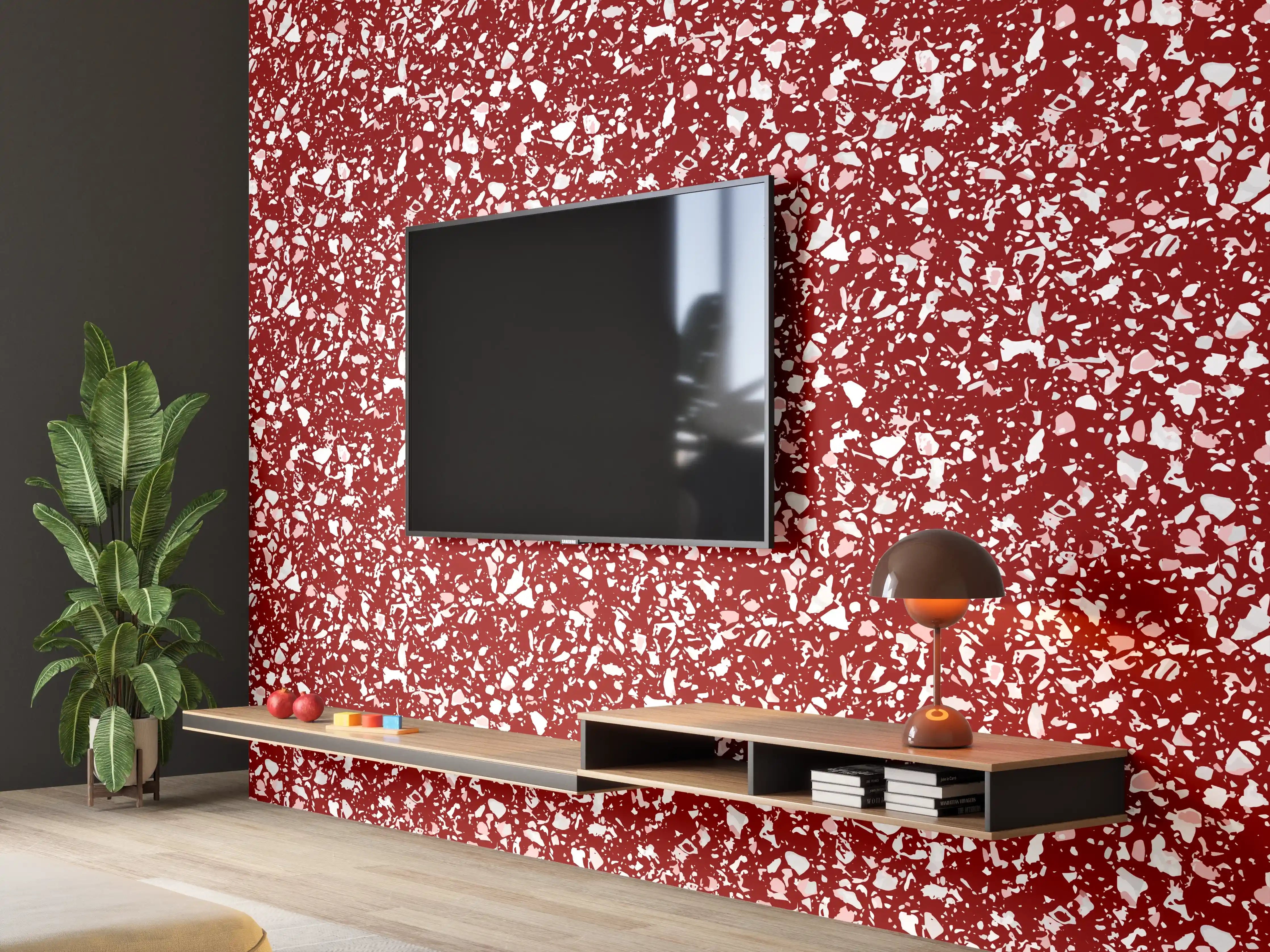 Wandverkleidung Wohnzimmer - Glitzernde rote Oberfläche