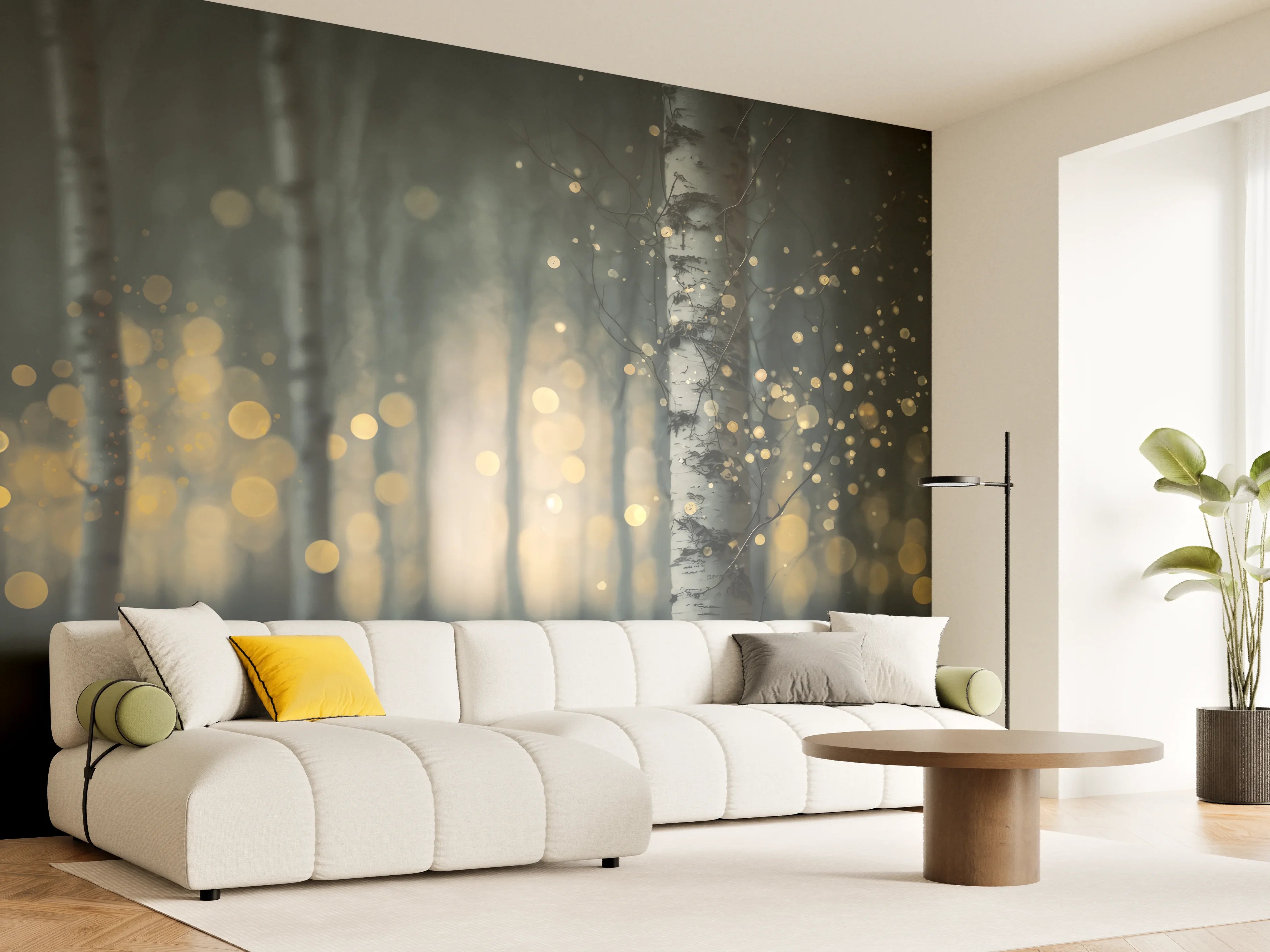 Wandverkleidung Wohnzimmer - Glühender Magischer Wald