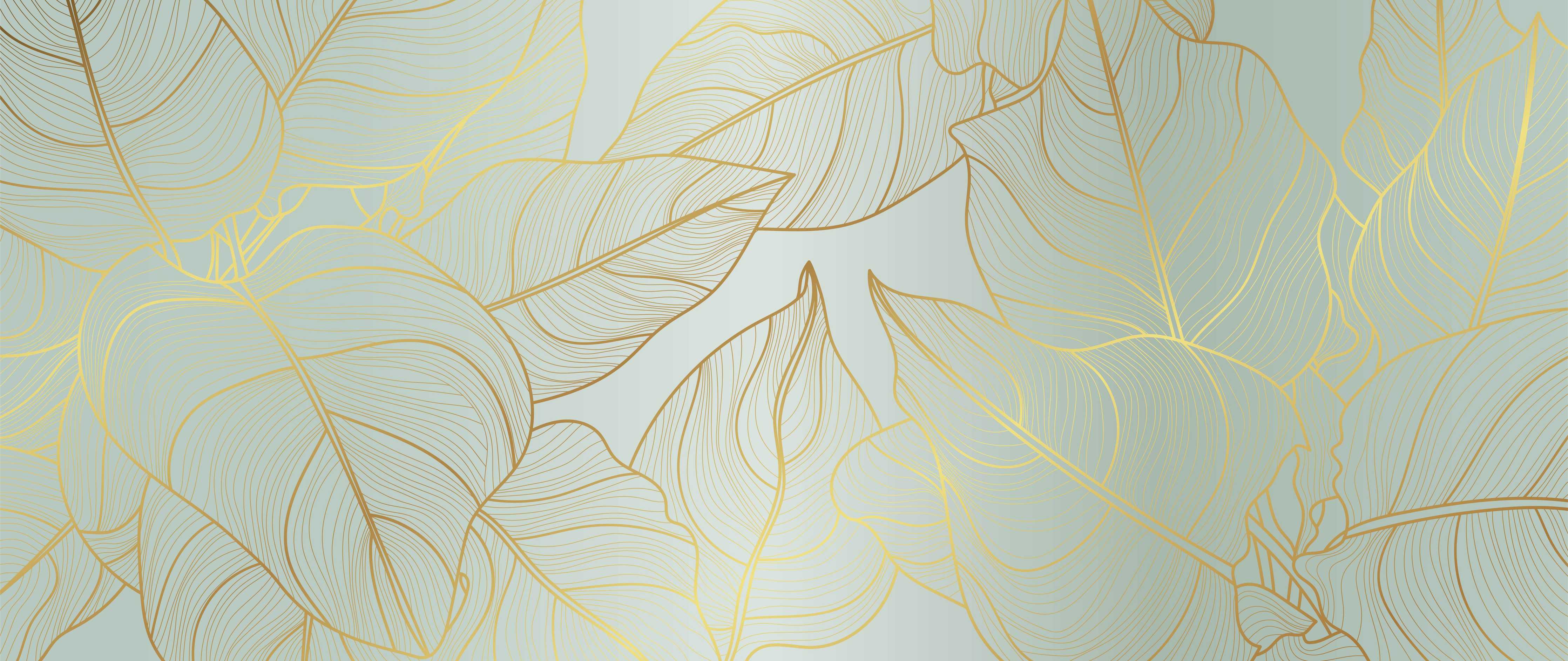 Wandverkleidung Wohnzimmer-Gold-Beige Laub Design