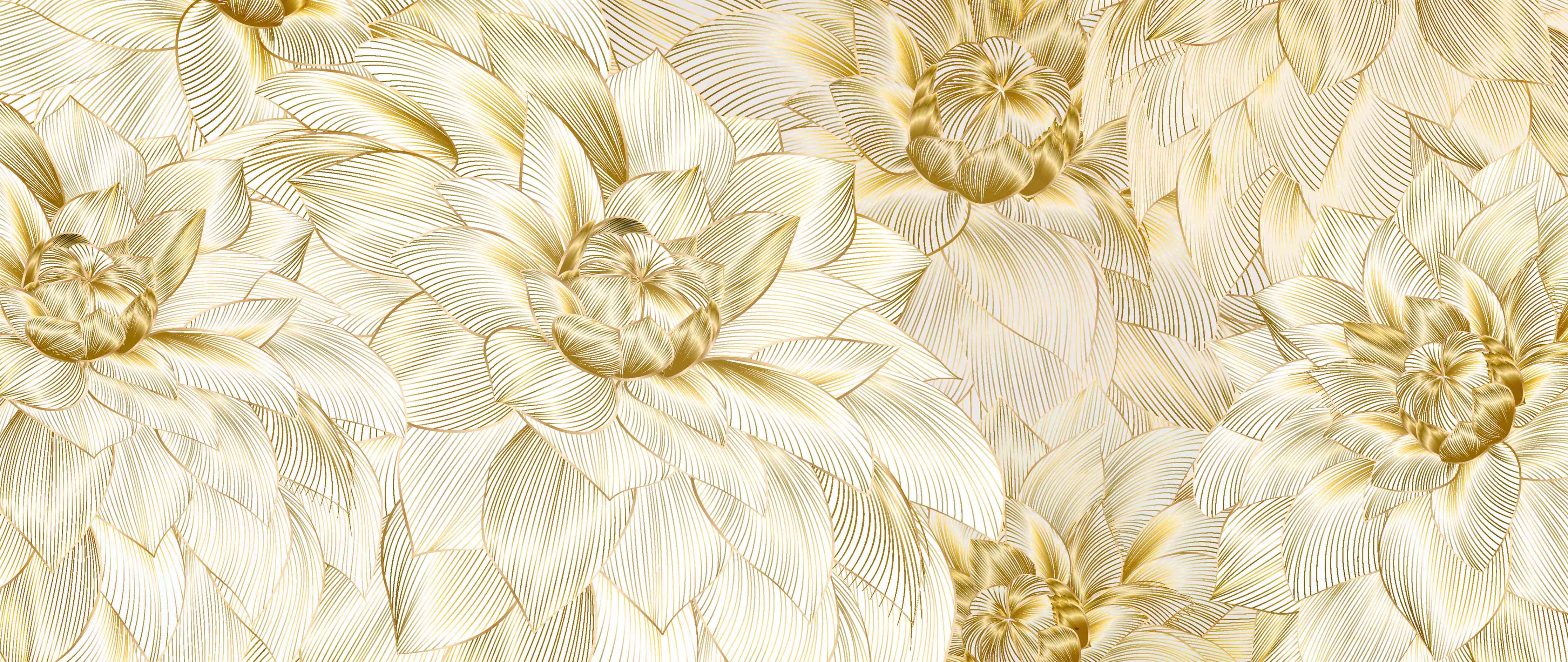 Wandverkleidung Wohnzimmer-Goldene Blumenstruktur Design