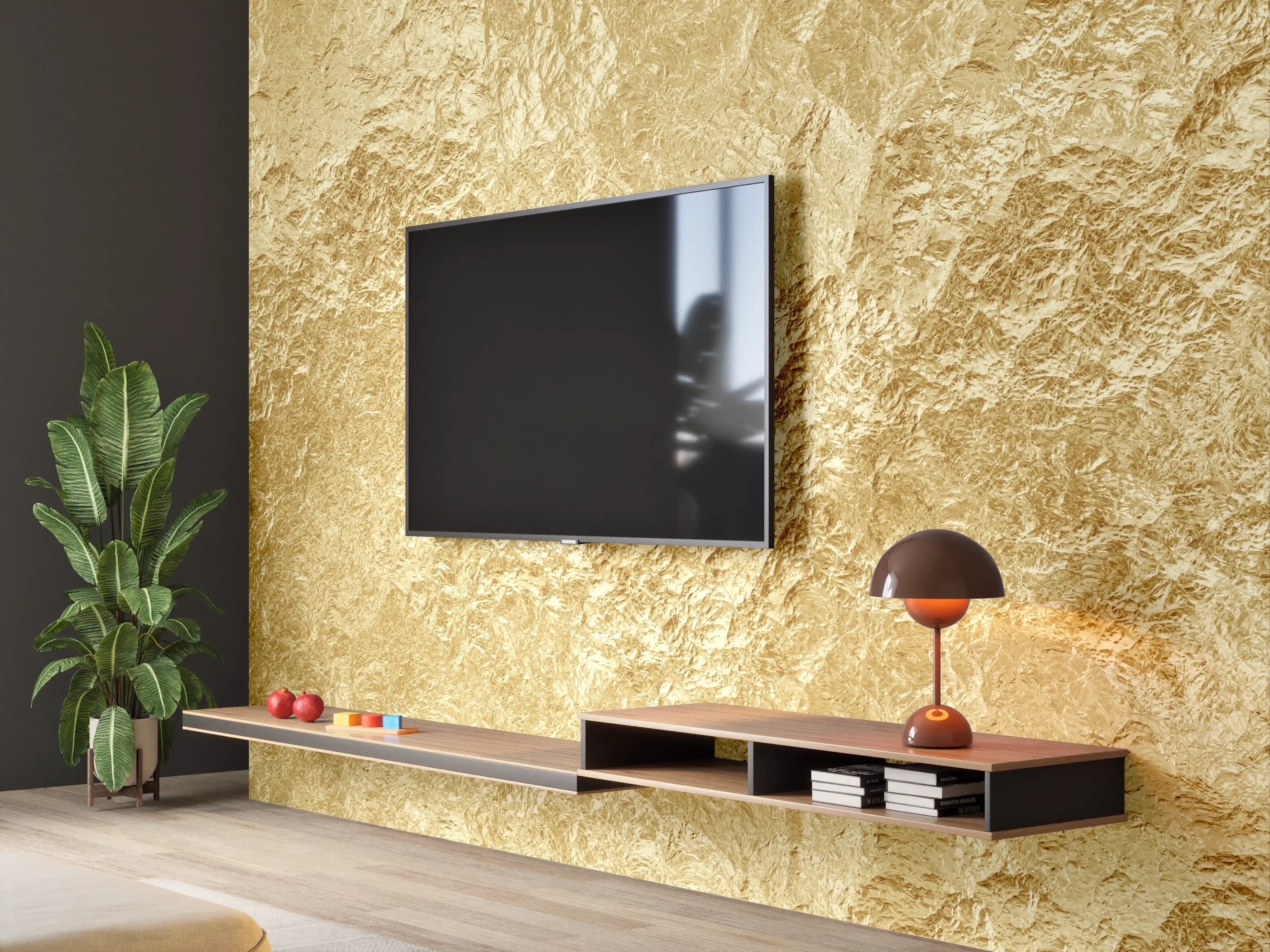 Wandverkleidung Wohnzimmer - Goldene Luxus Textur
