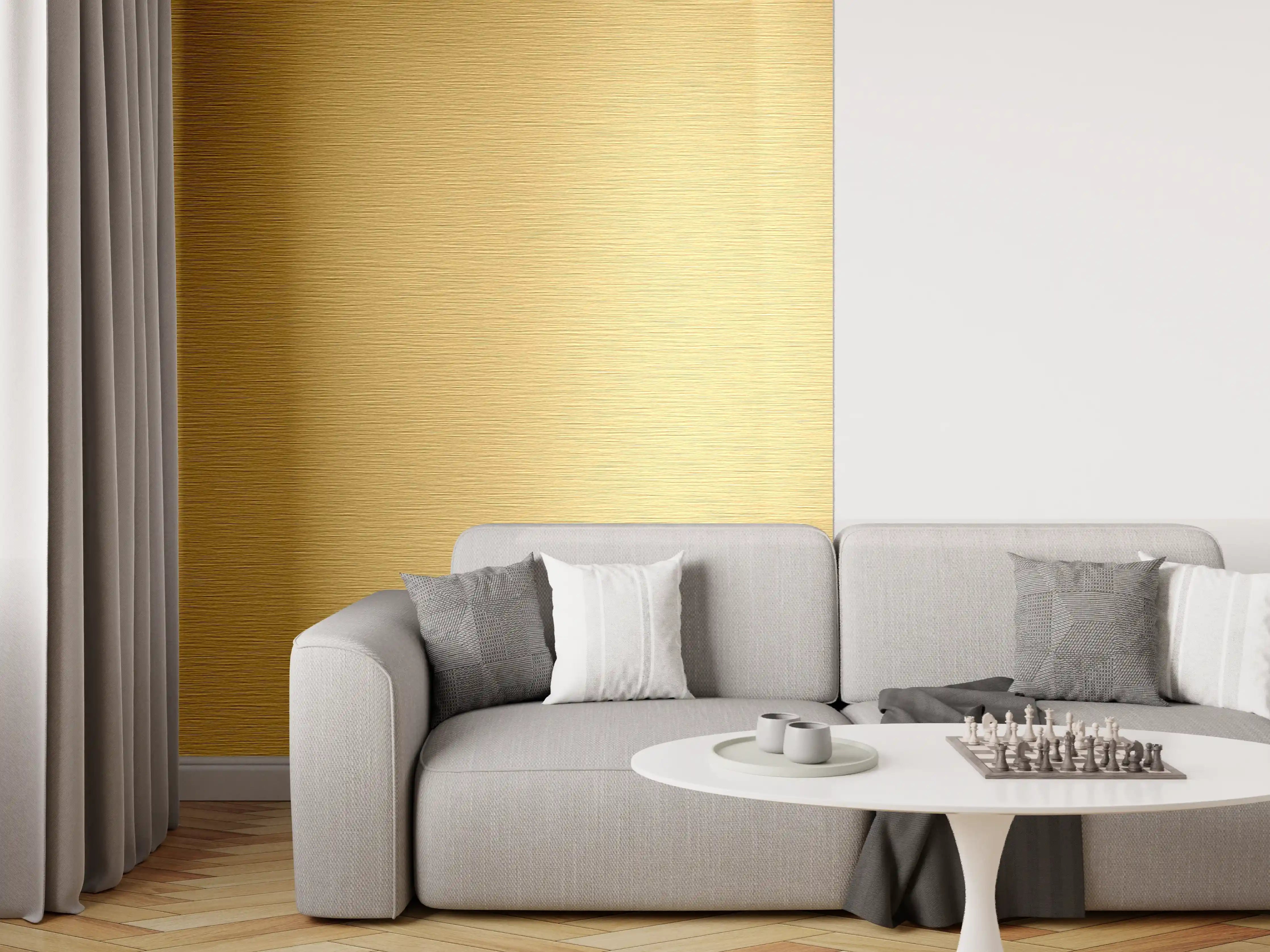 Wandverkleidung Wohnzimmer - Goldene Metalltextur | Hochwertiges Design