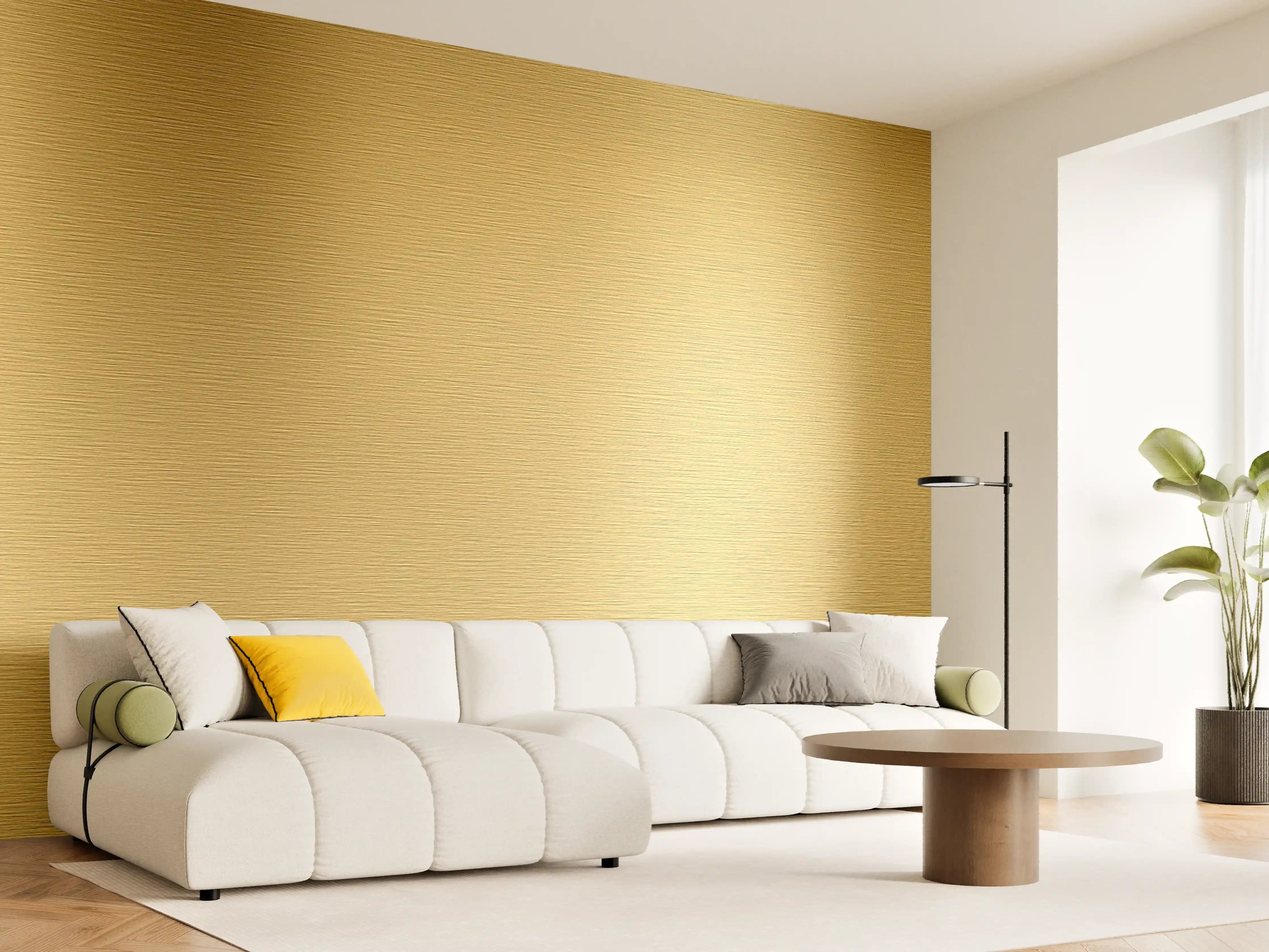Wandverkleidung Wohnzimmer - Goldene Metalltextur | Hochwertiges Design