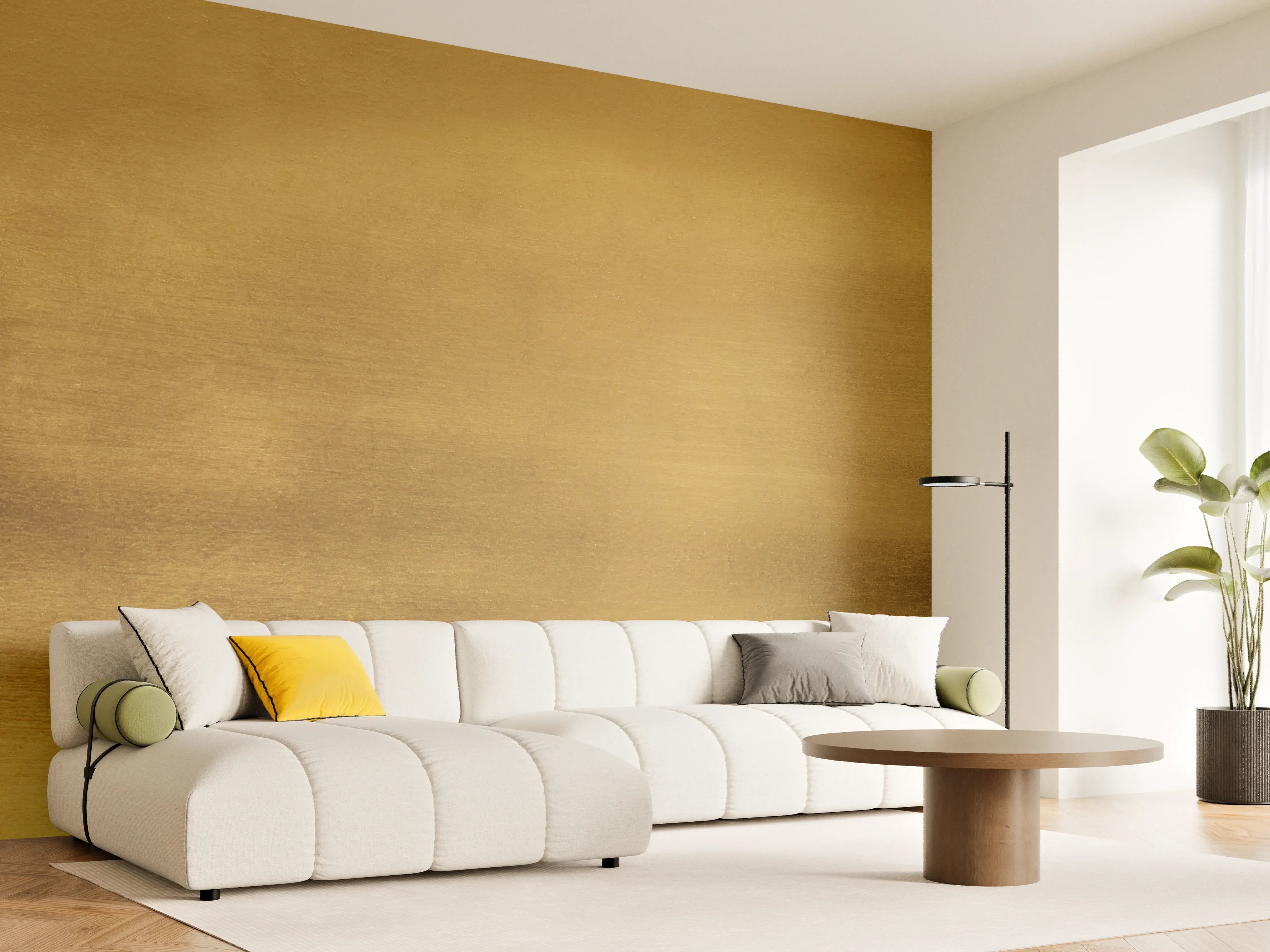 Wandverkleidung Wohnzimmer - Goldene Oberfläche - Eleganter Look