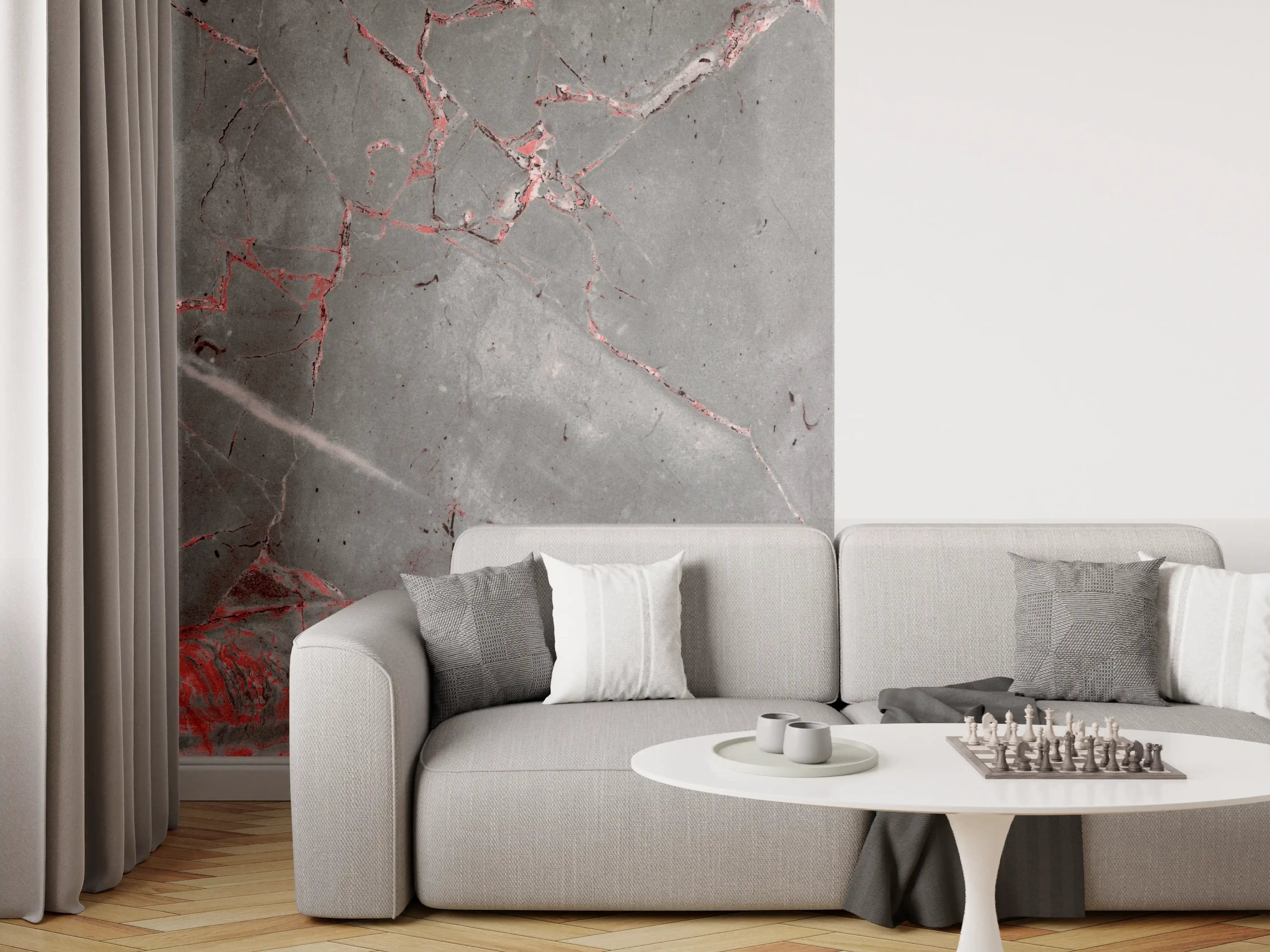 Wandverkleidung Wohnzimmer - Gräulich-rote Marmor Textur