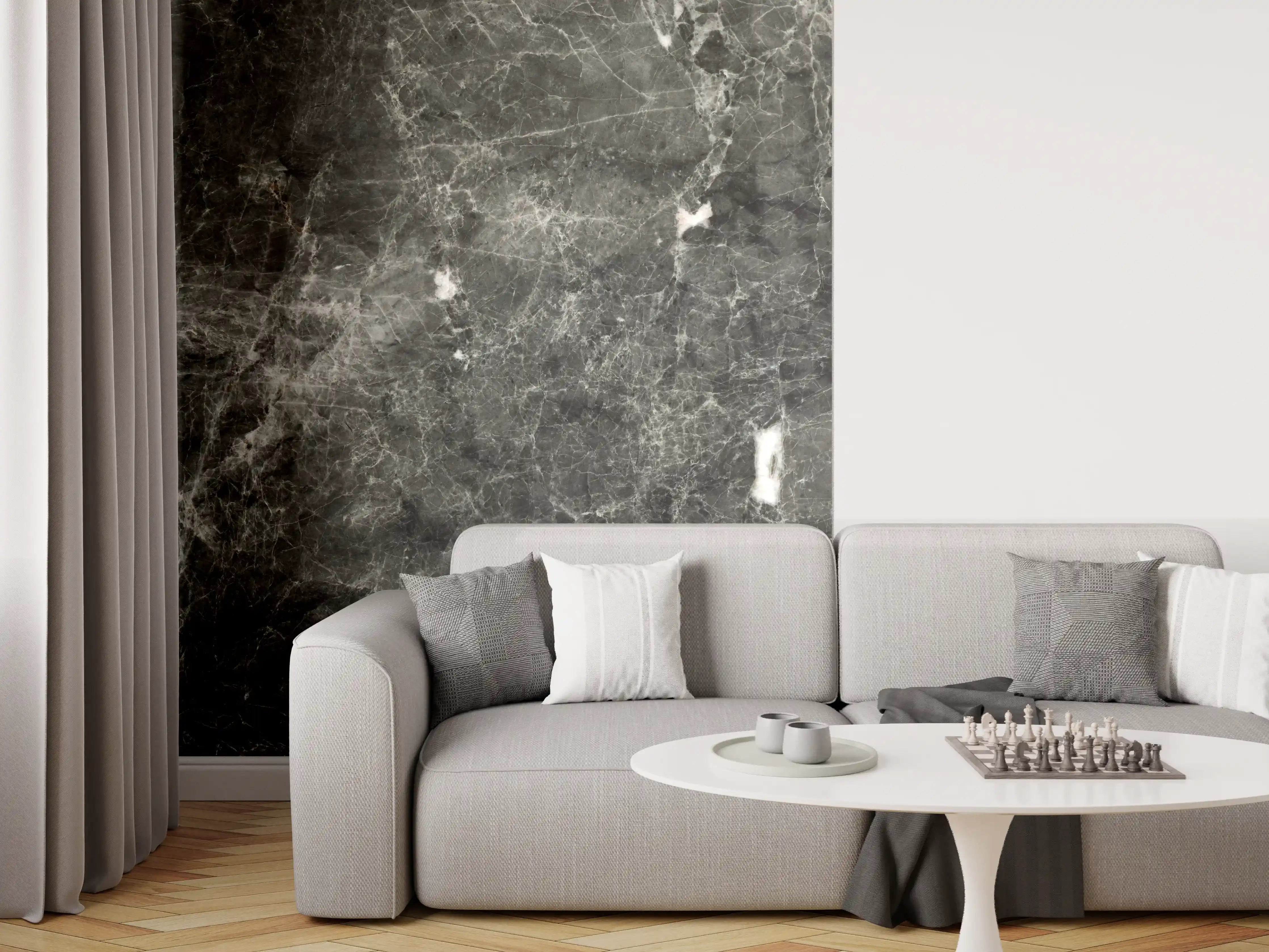 Wandverkleidung Wohnzimmer - Gräuliche Marmor Oberfläche