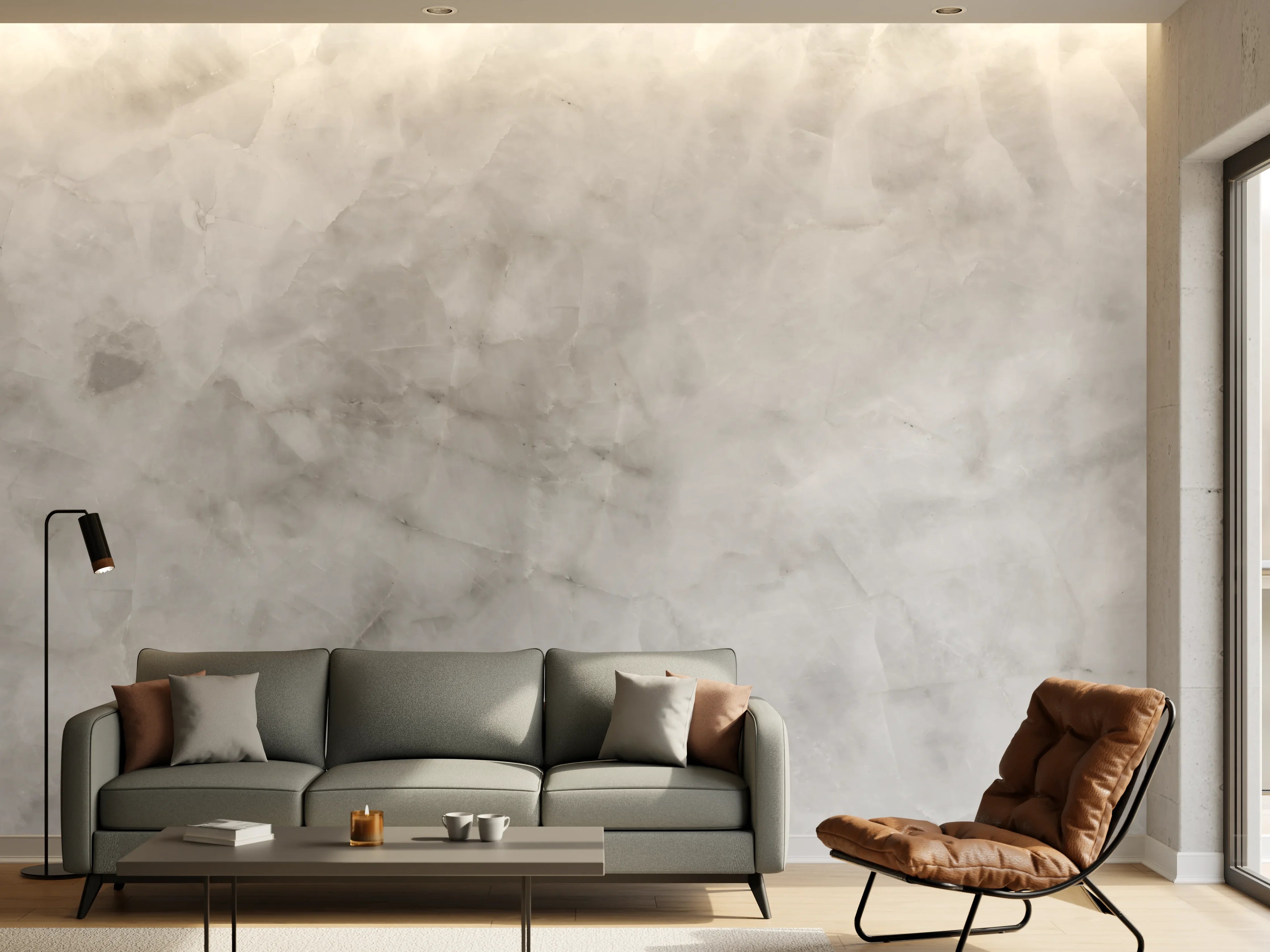 Wandverkleidung Wohnzimmer - Gräuliche Marmor Textur
