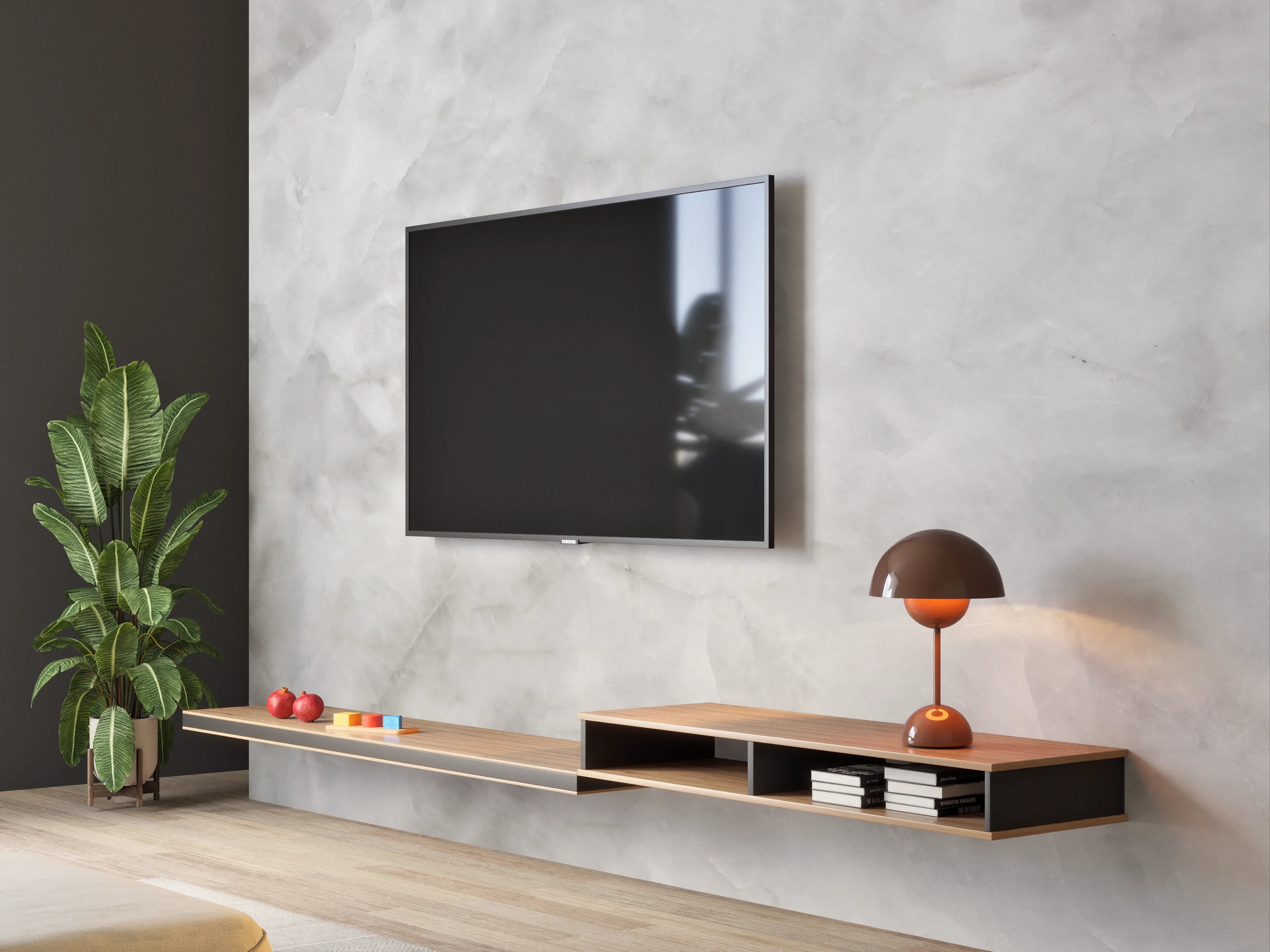 Wandverkleidung Wohnzimmer - Gräuliche Marmor Textur