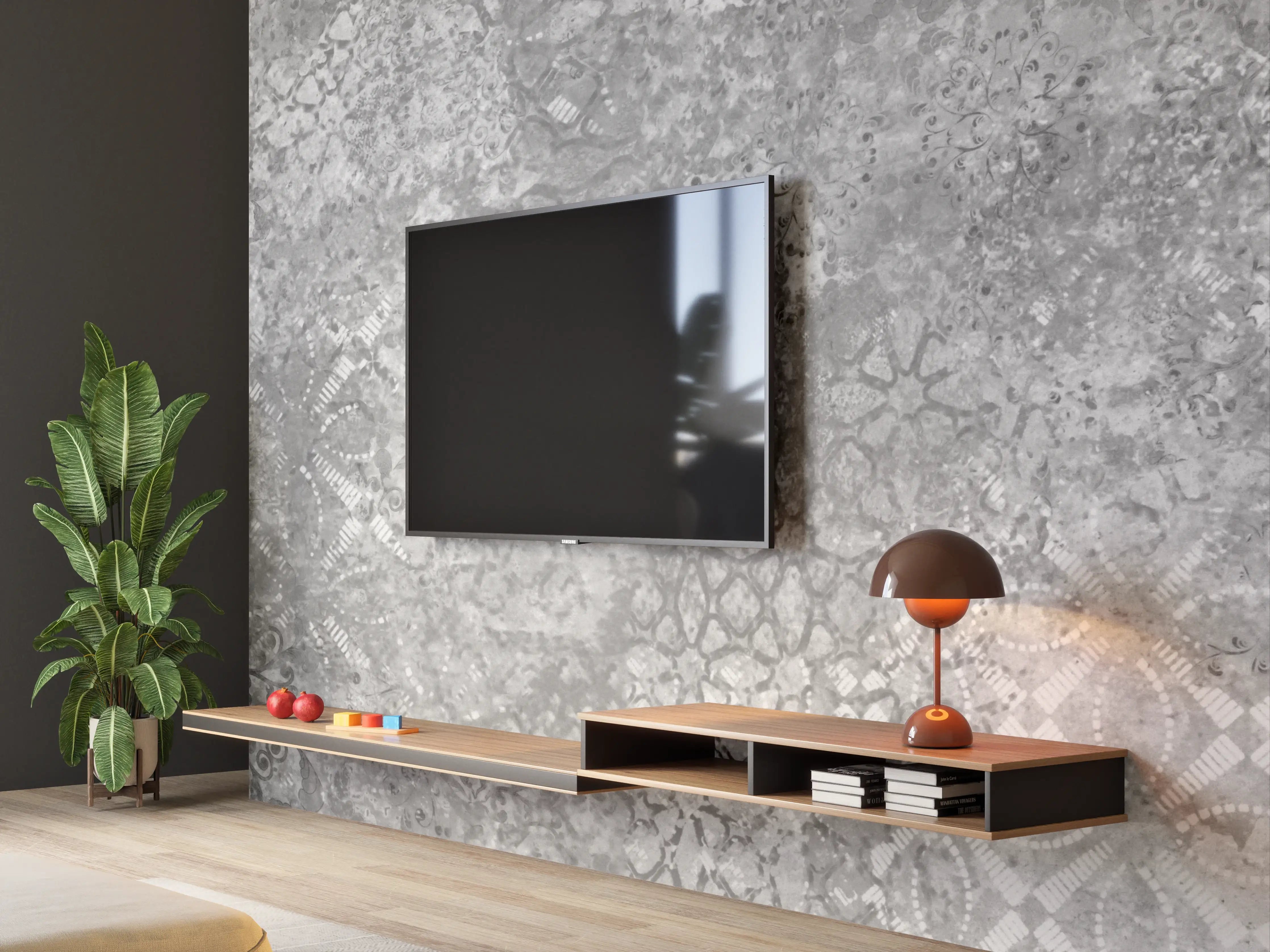 Wandverkleidung Wohnzimmer - Gräuliche Patchwork Fliesen