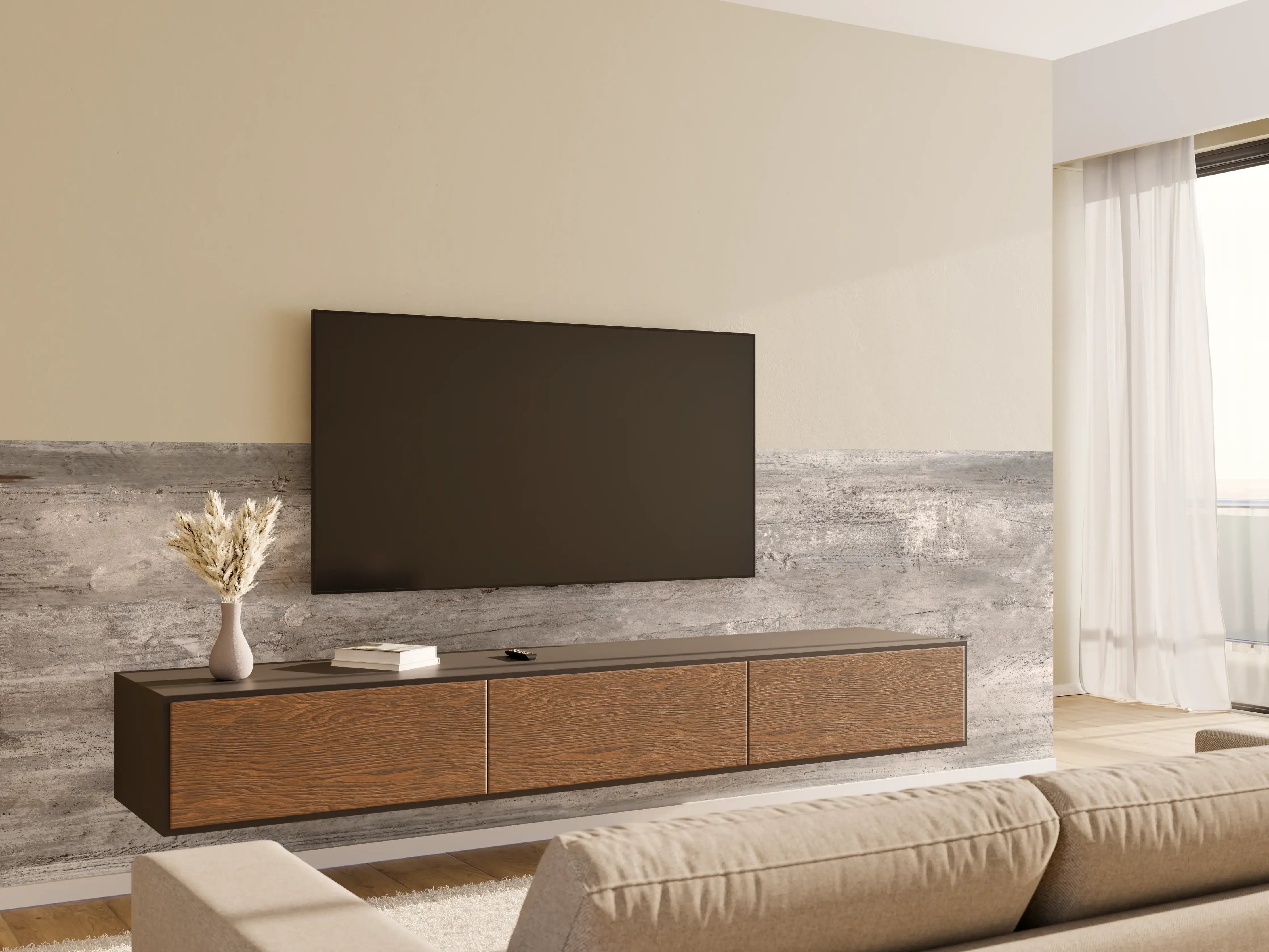 Wandverkleidung Wohnzimmer - Gräuliche alte Holztextur
