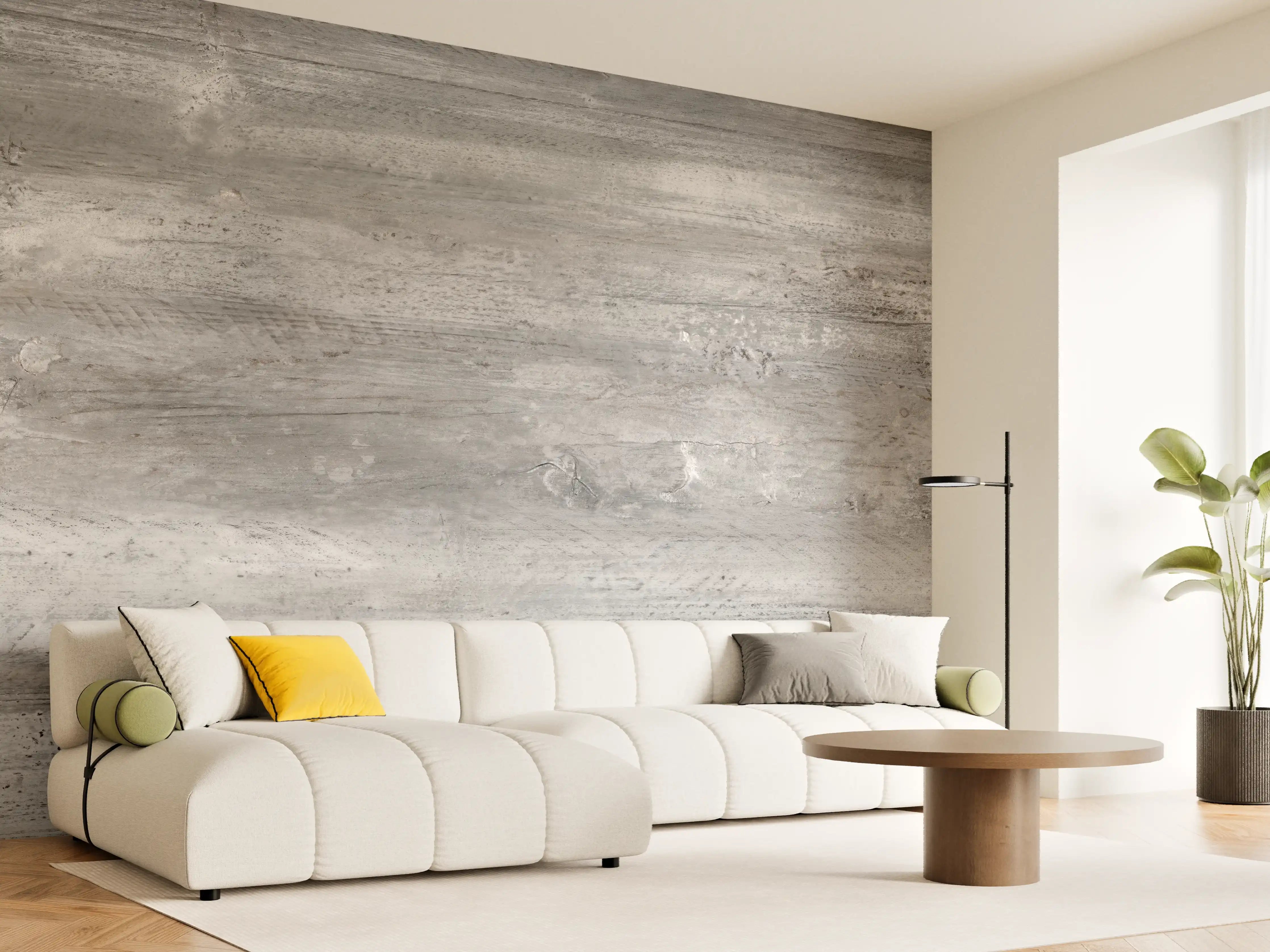 Wandverkleidung Wohnzimmer - Gräuliche alte Holztextur