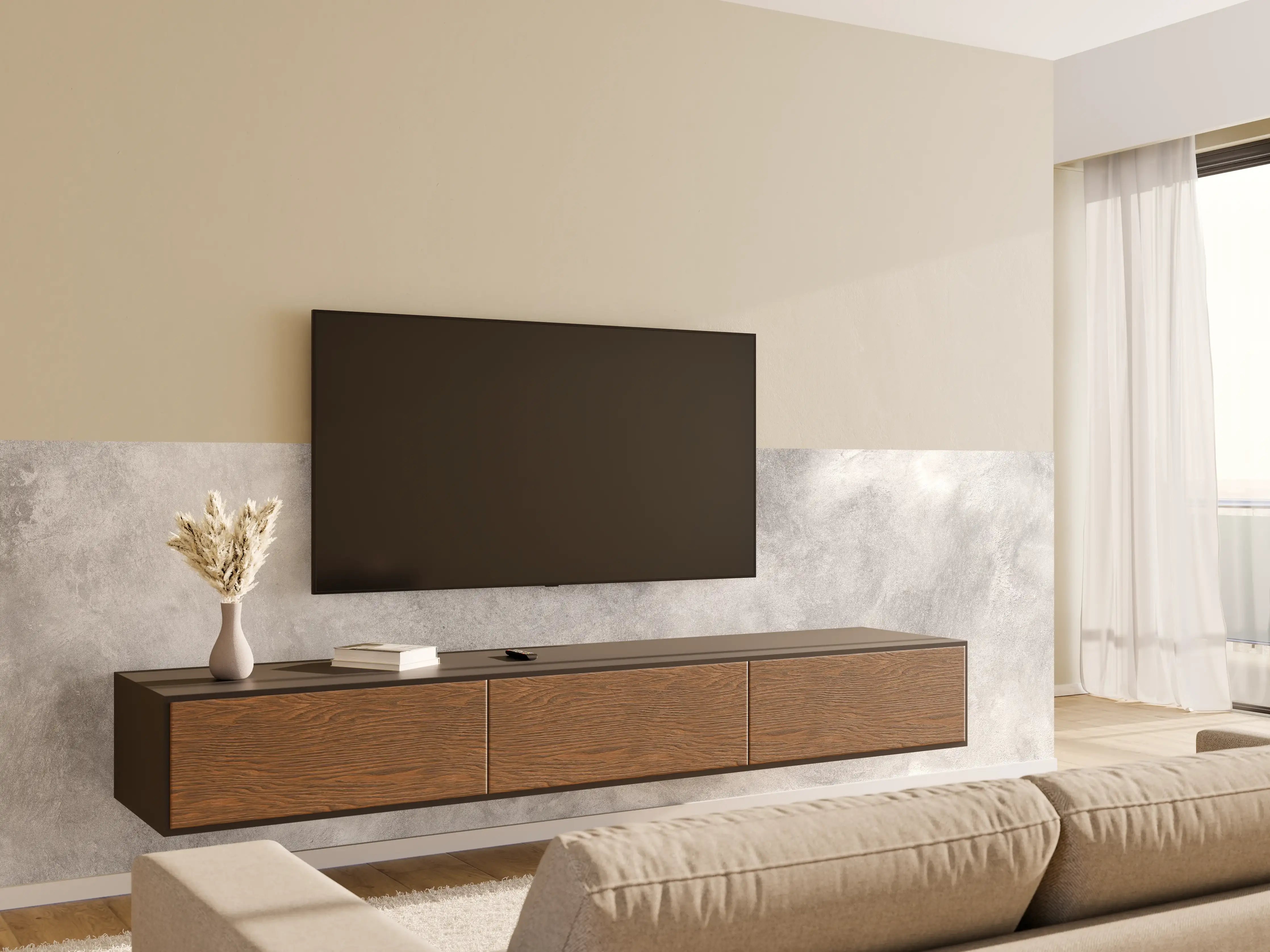 Wandverkleidung Wohnzimmer - Gräuliches Marmor Design