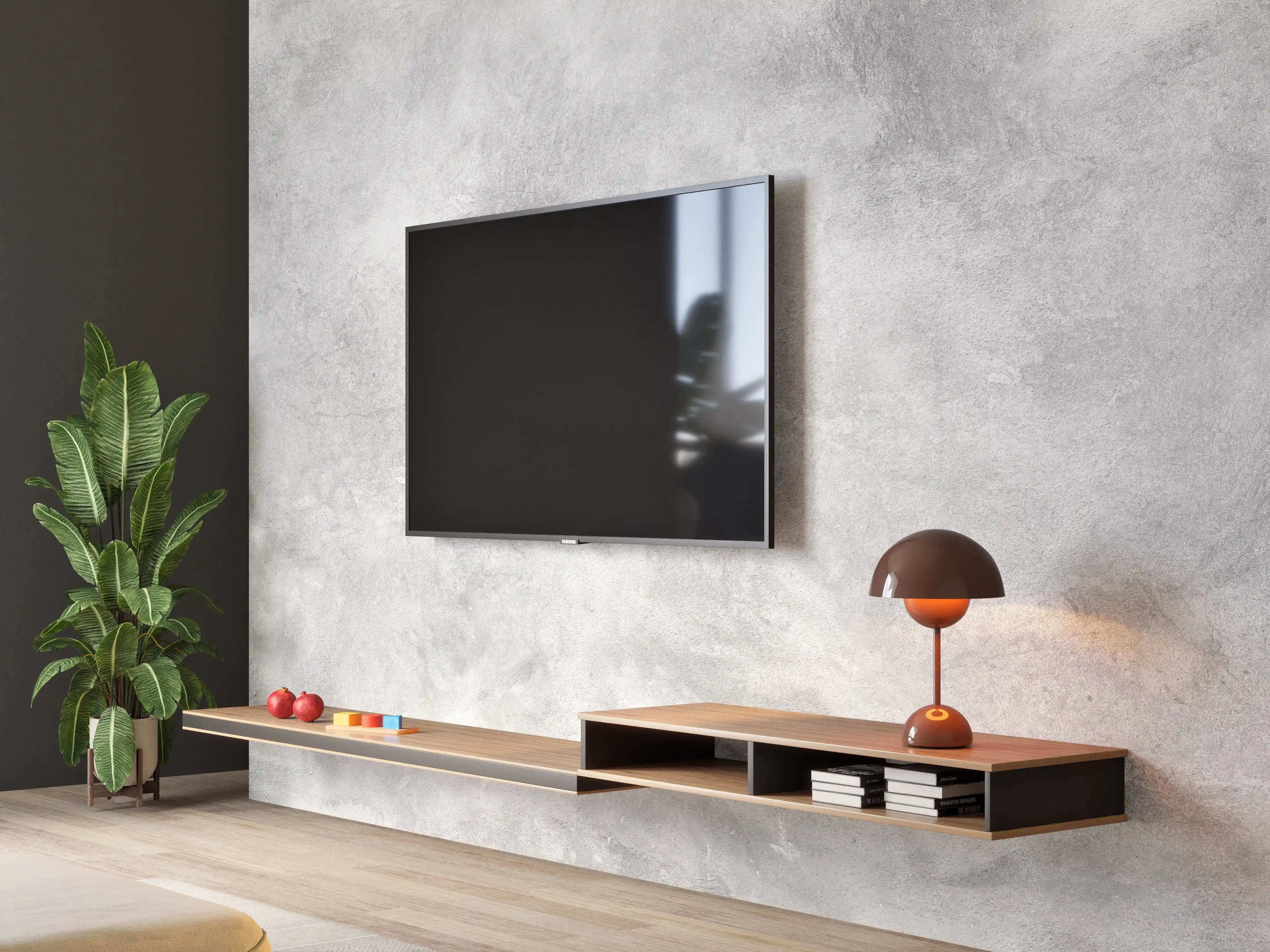 Wandverkleidung Wohnzimmer - Gräuliches Marmor Design