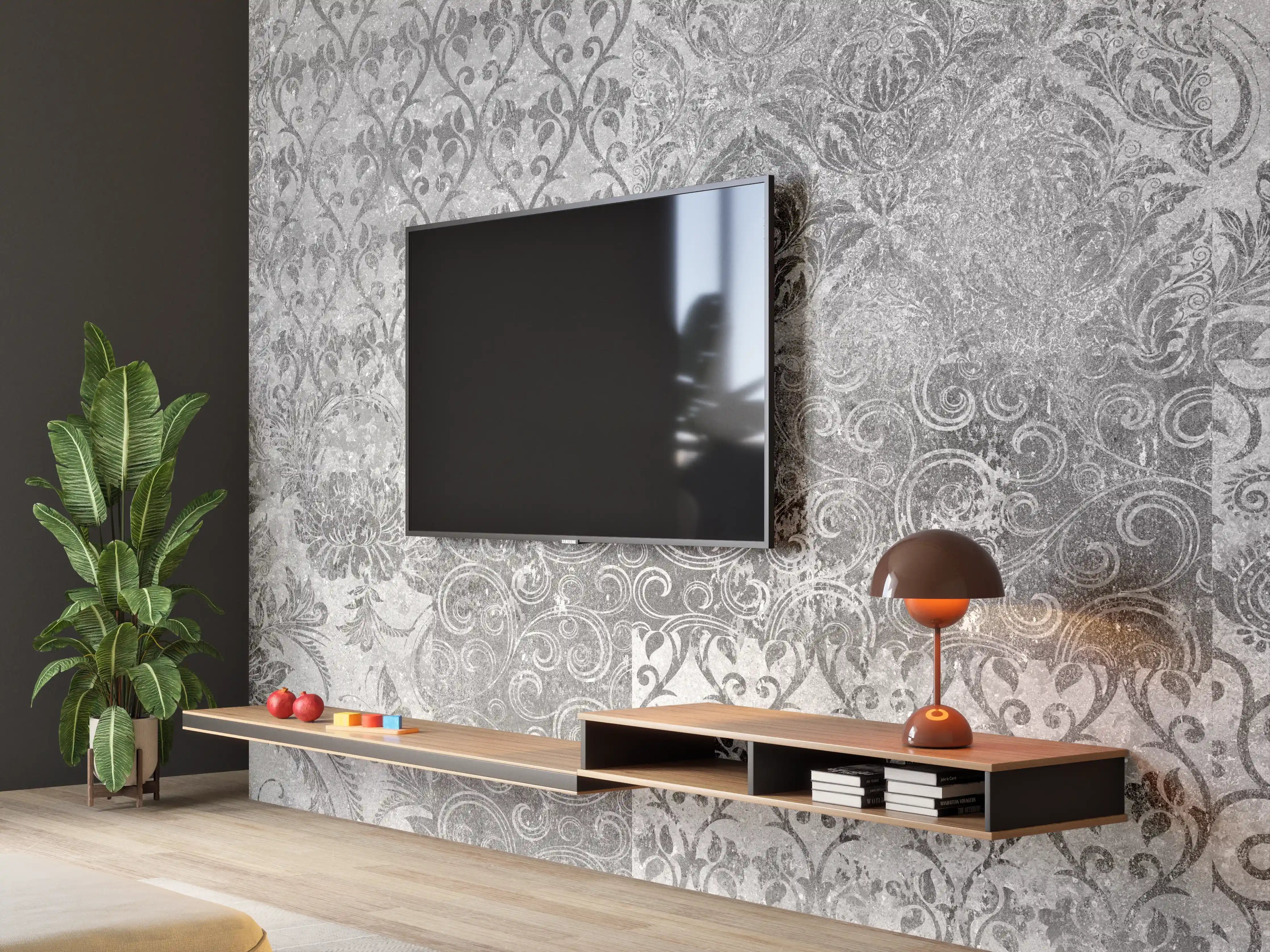 Wandverkleidung Wohnzimmer - Gräuliches Mosaik Muster
