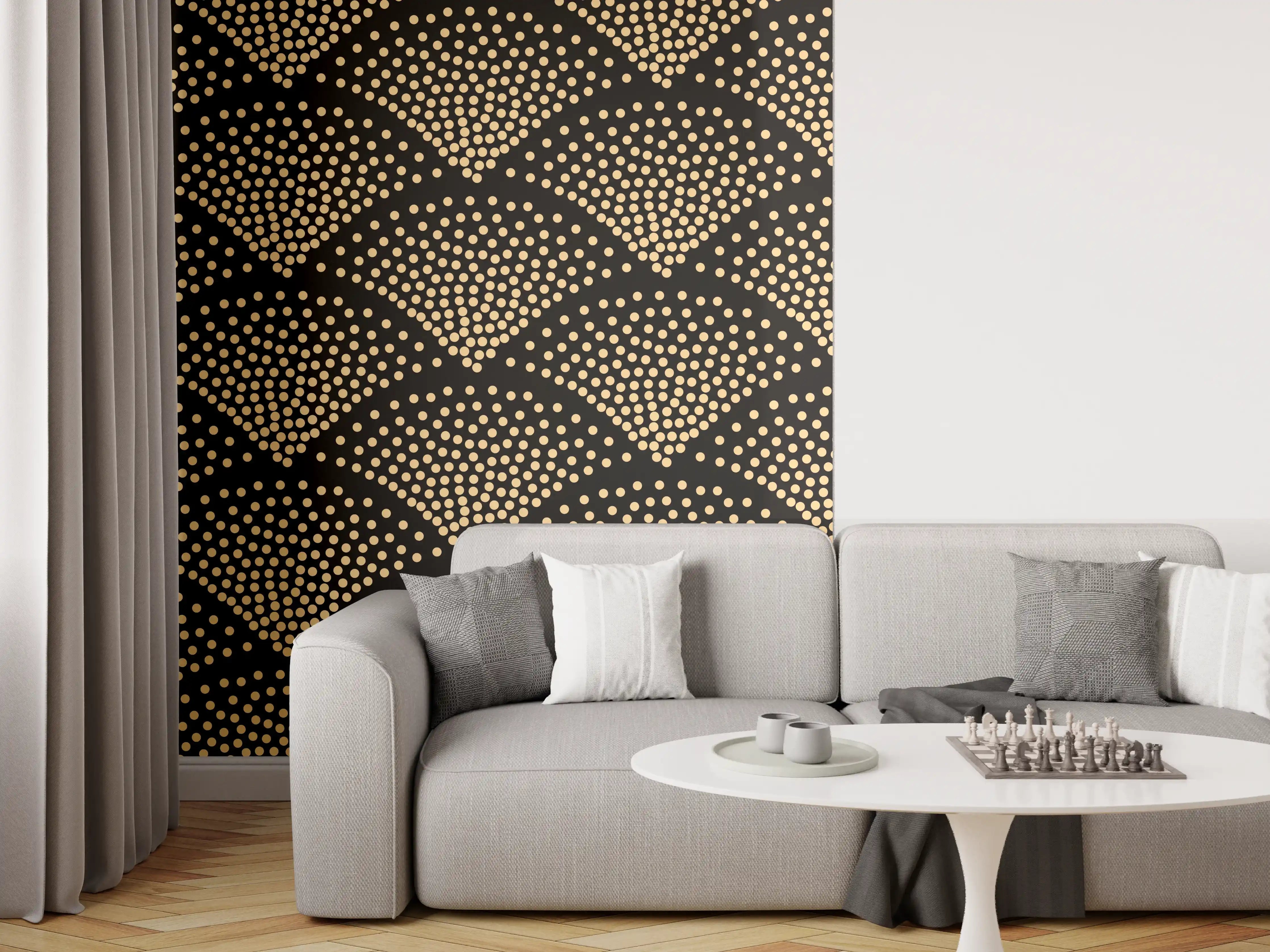 Wandverkleidung Wohnzimmer - Grafik-Textur-Schwarz-Hellbraun