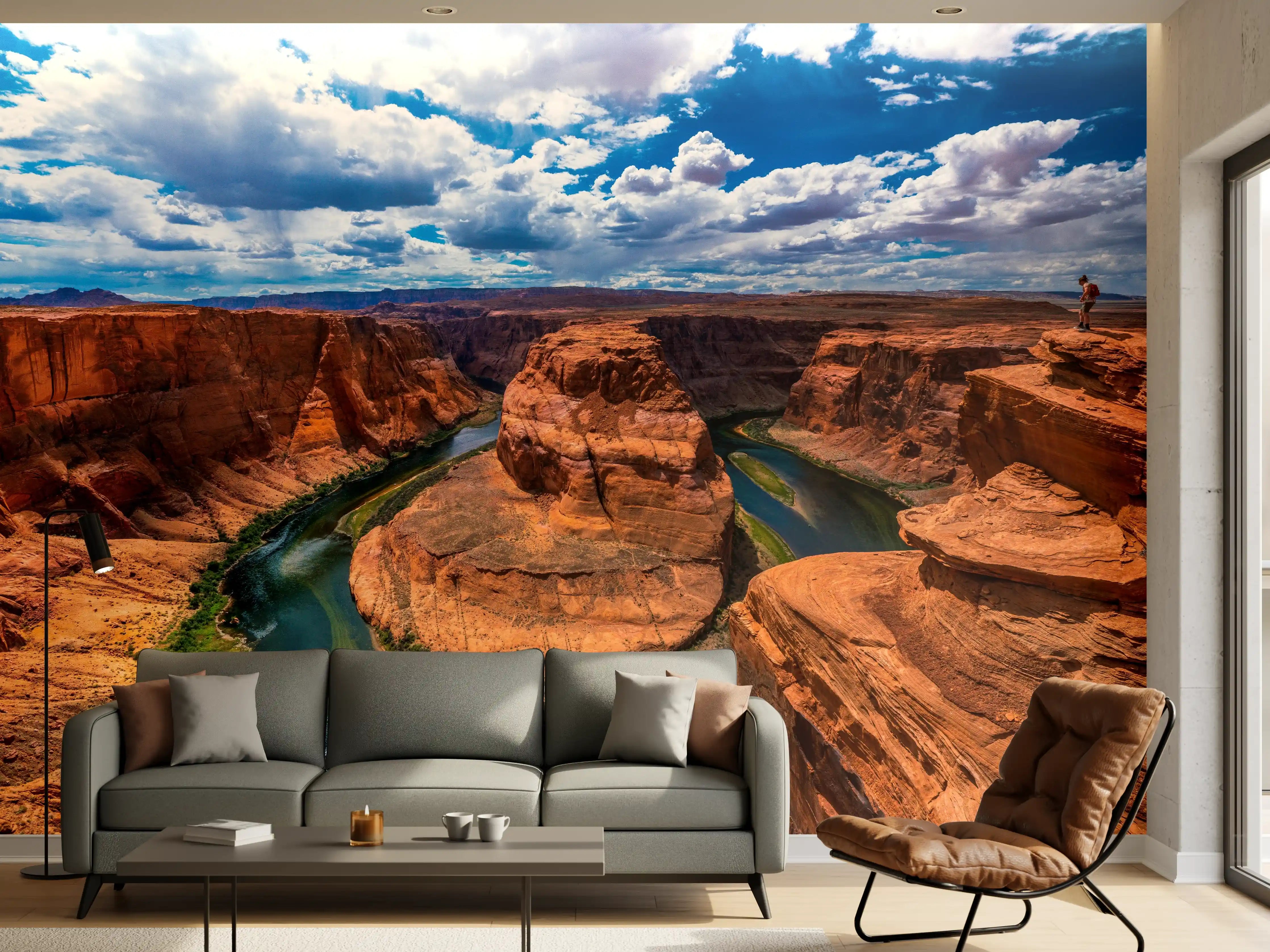 Wandverkleidung Wohnzimmer - Grandiose Canyon-Landschaft mit Fluss