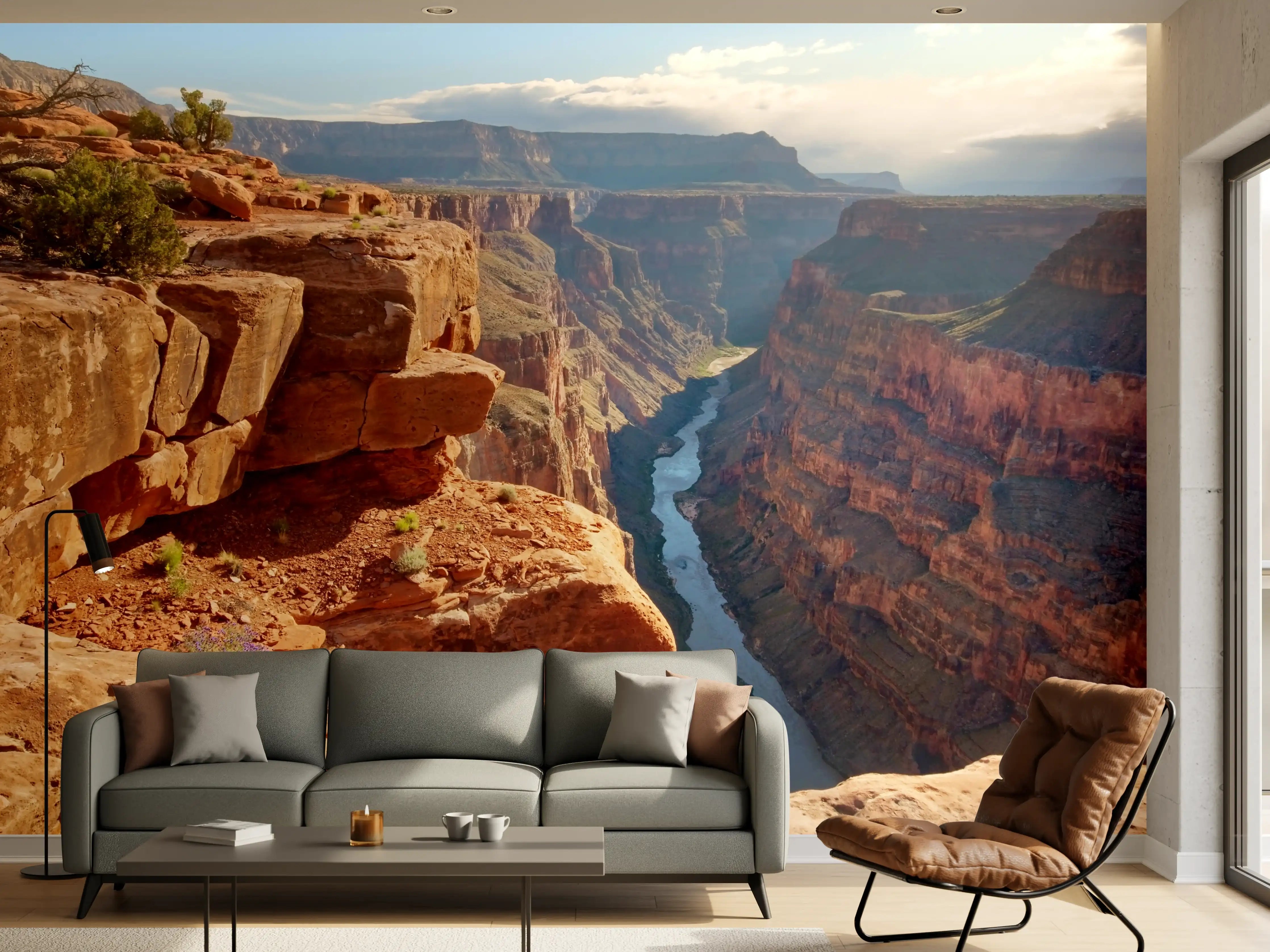 Wandverkleidung Wohnzimmer - Grandioser Blick auf den Grand Canyon bei Sonnenuntergang