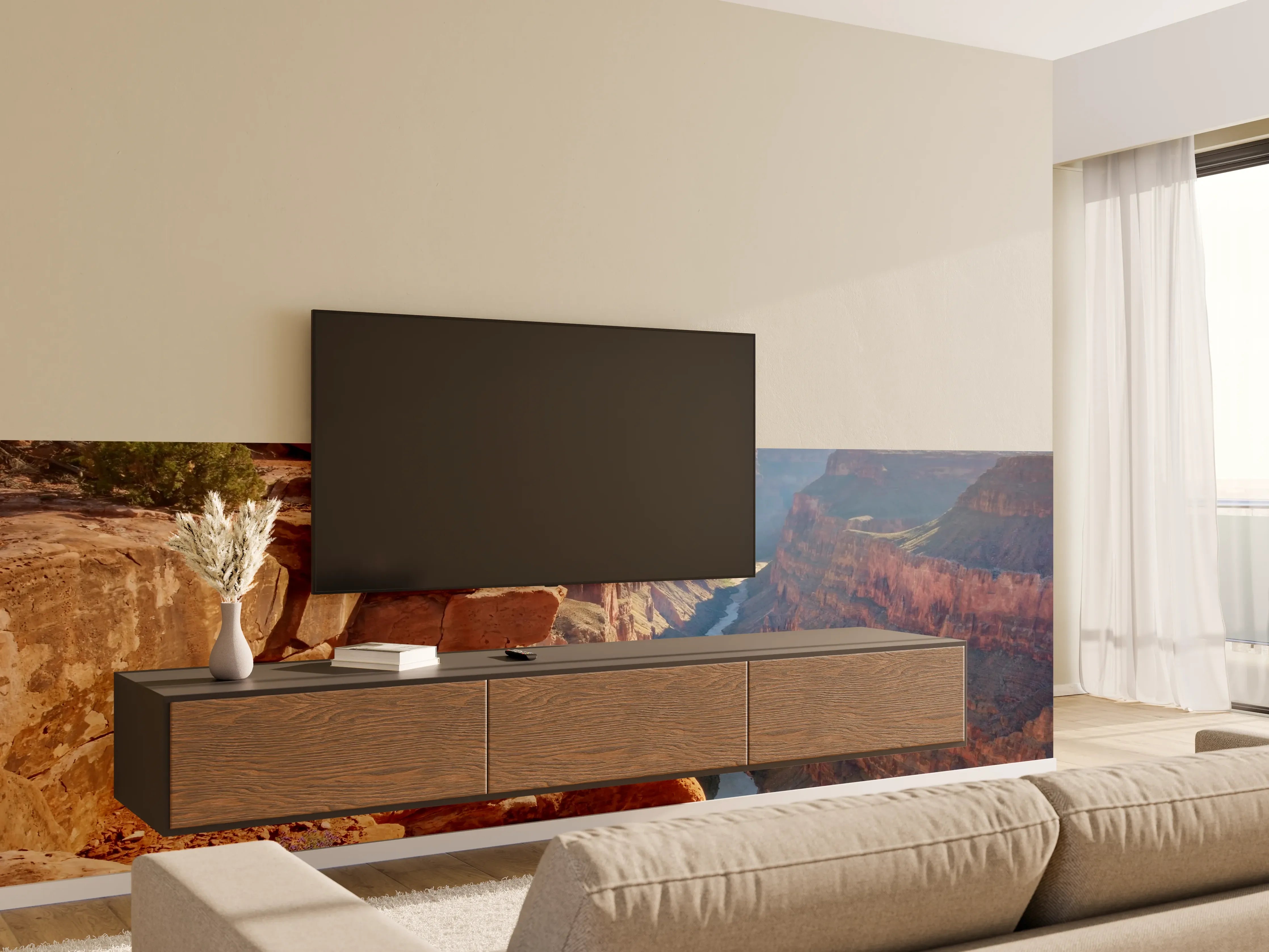 Wandverkleidung Wohnzimmer - Grandioser Blick auf den Grand Canyon bei Sonnenuntergang