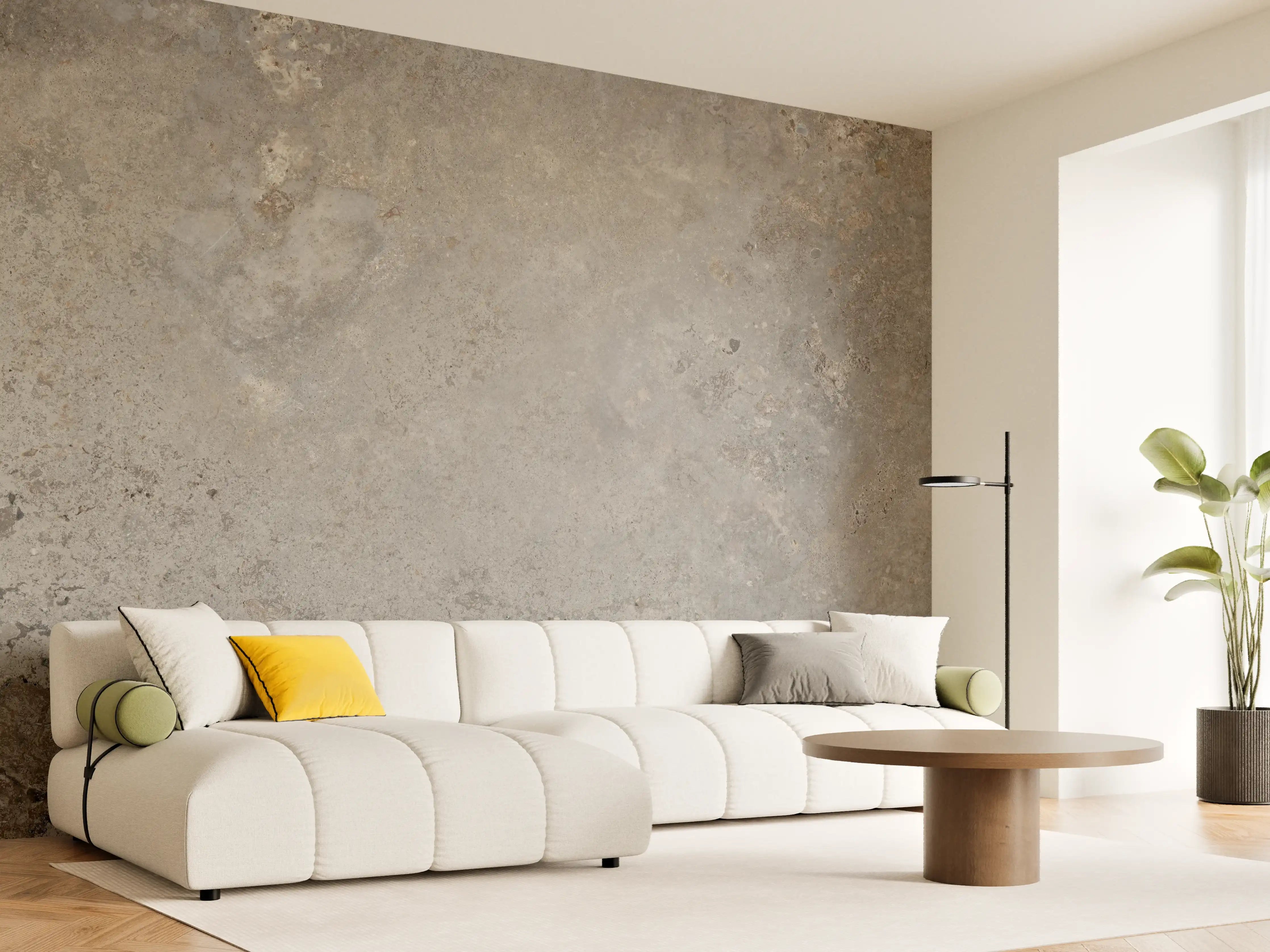 Wandverkleidung Wohnzimmer - Grau-Braune Steinwand-Textur