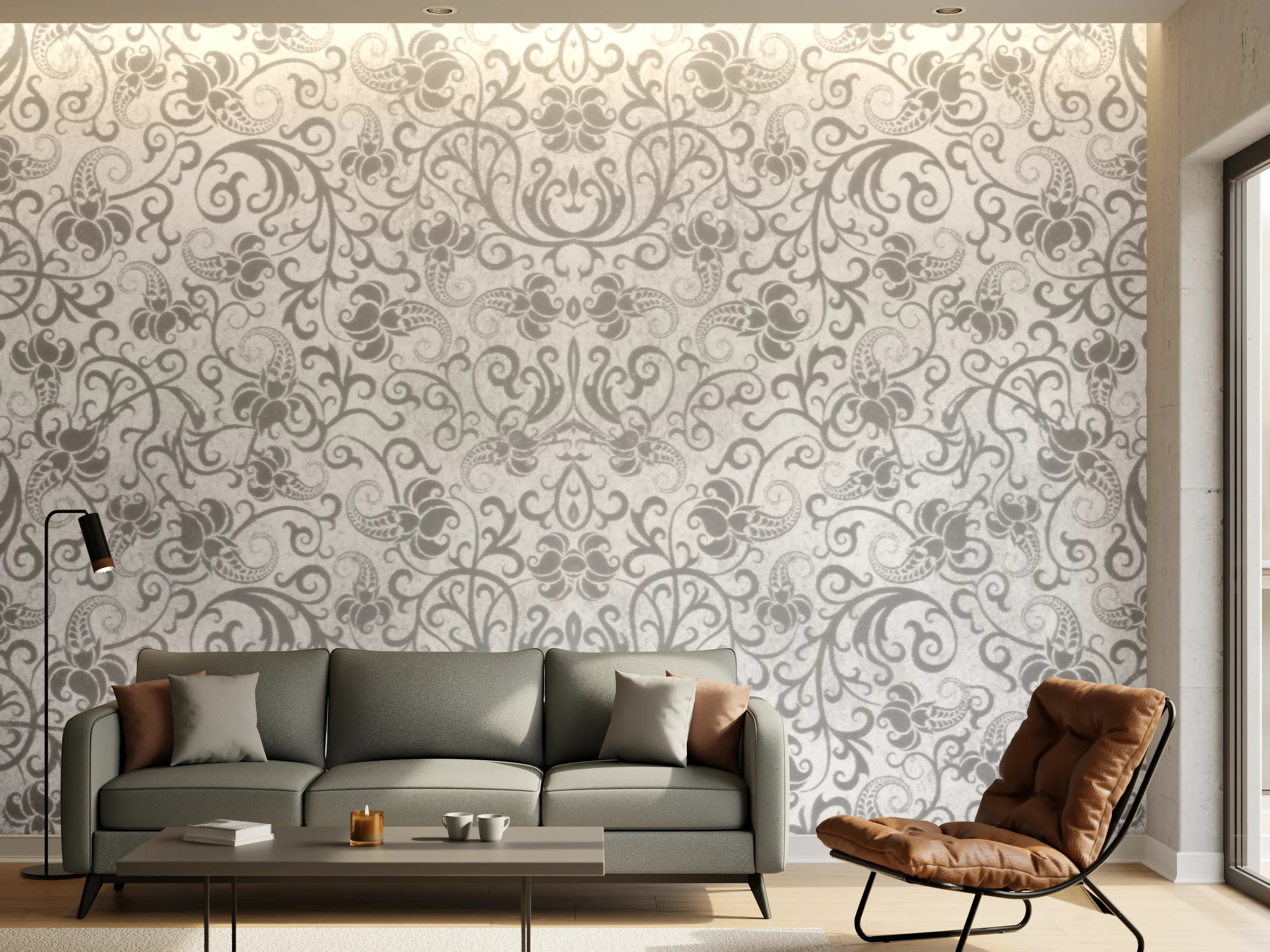 Wandverkleidung Wohnzimmer - Grau-Weißes Vintage Fliesenmuster
