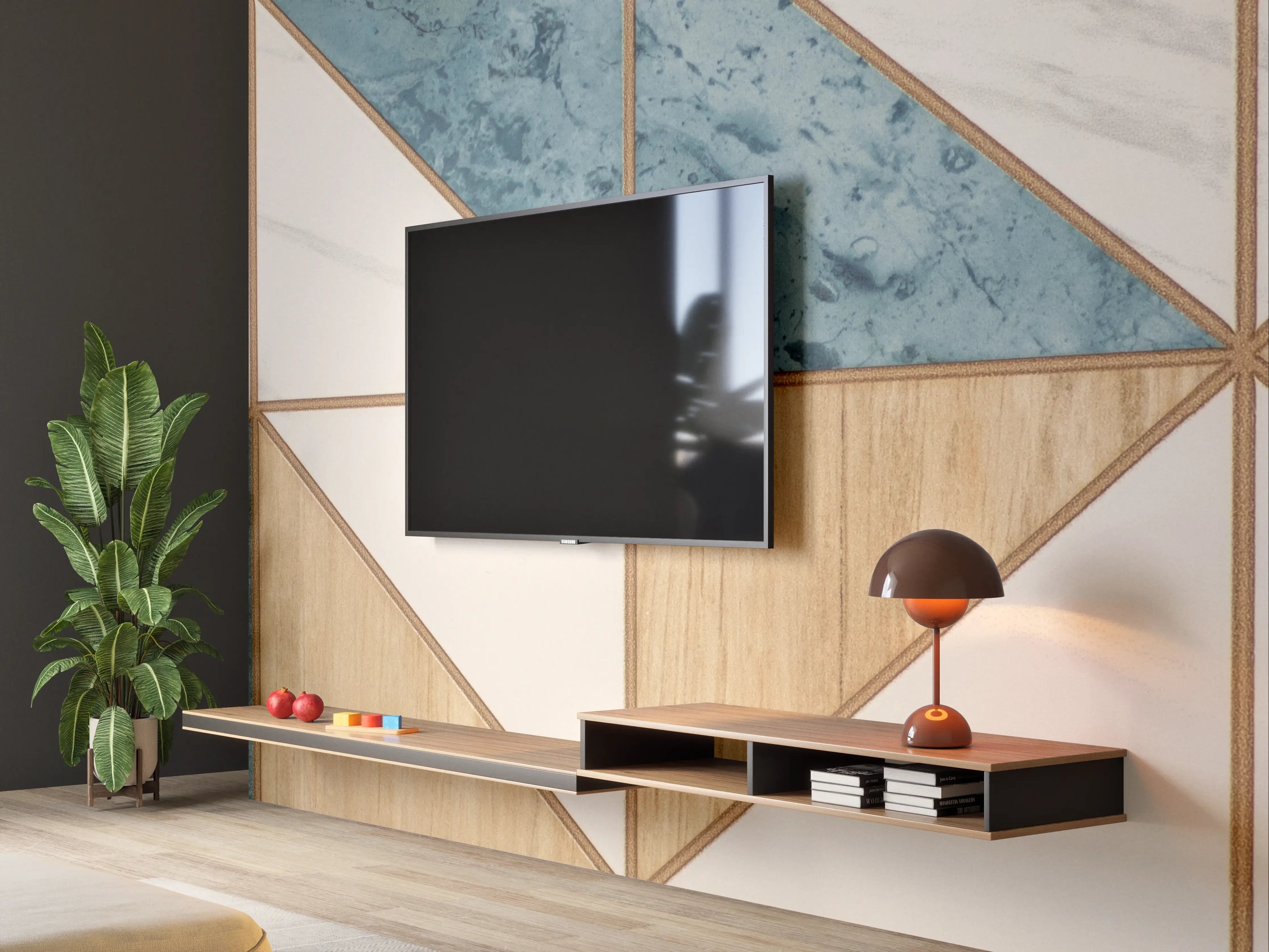 Wandverkleidung Wohnzimmer - Graue Akzente: Moderne geometrische Wandkunst
