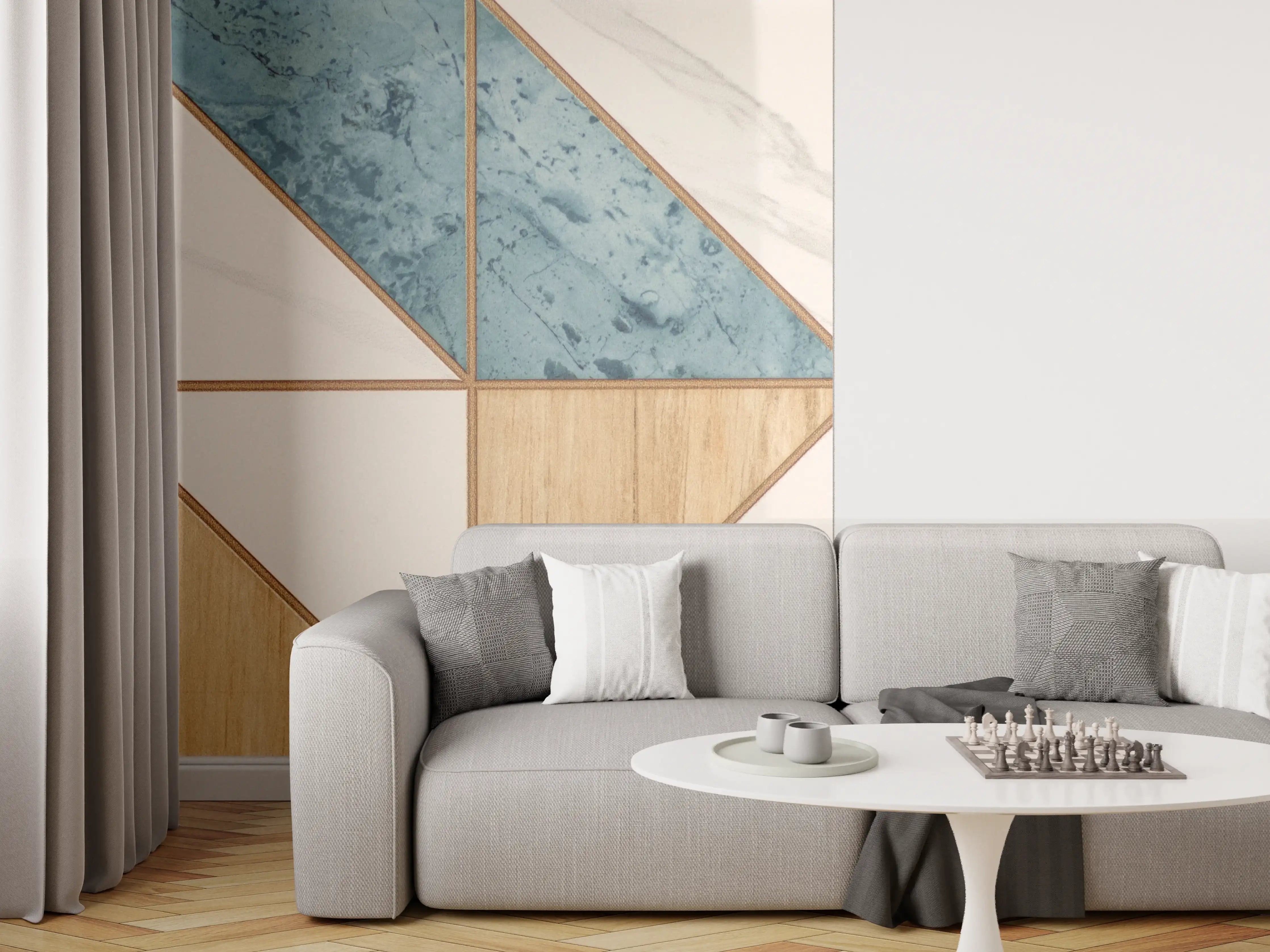 Wandverkleidung Wohnzimmer - Graue Akzente: Moderne geometrische Wandkunst