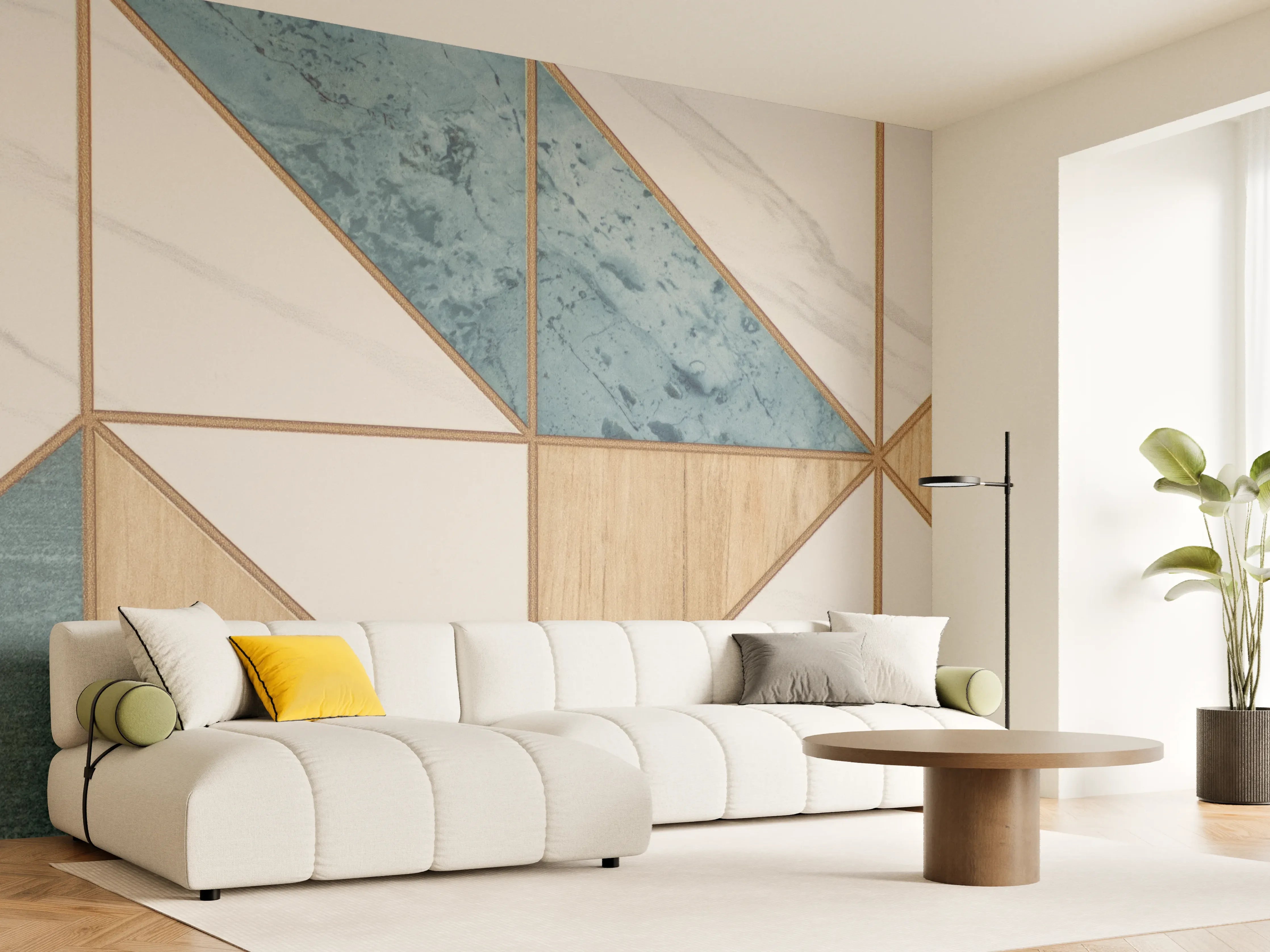 Wandverkleidung Wohnzimmer - Graue Akzente: Moderne geometrische Wandkunst